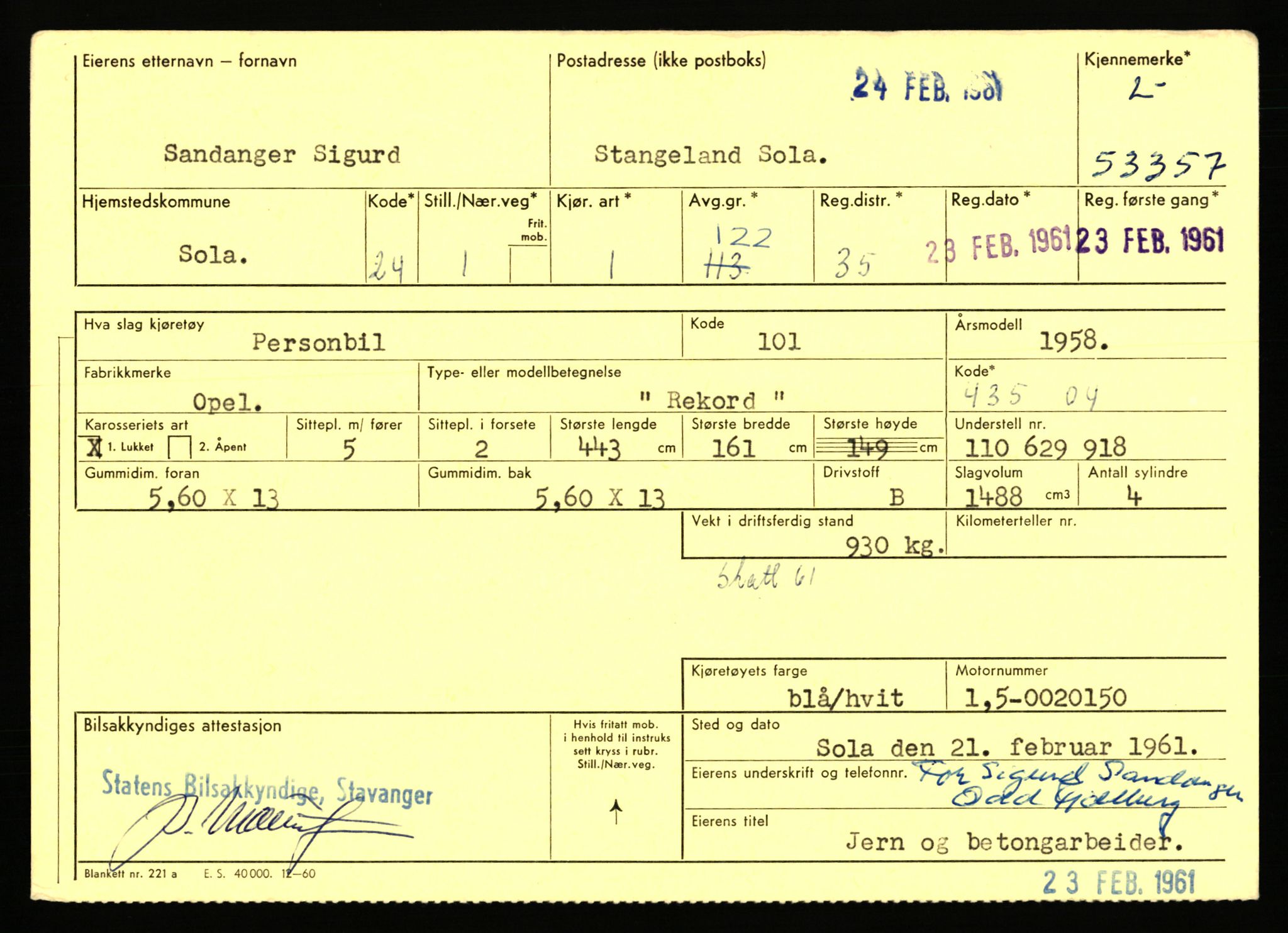 Stavanger trafikkstasjon, AV/SAST-A-101942/0/F/L0053: L-52900 - L-54199, 1930-1971, p. 1195