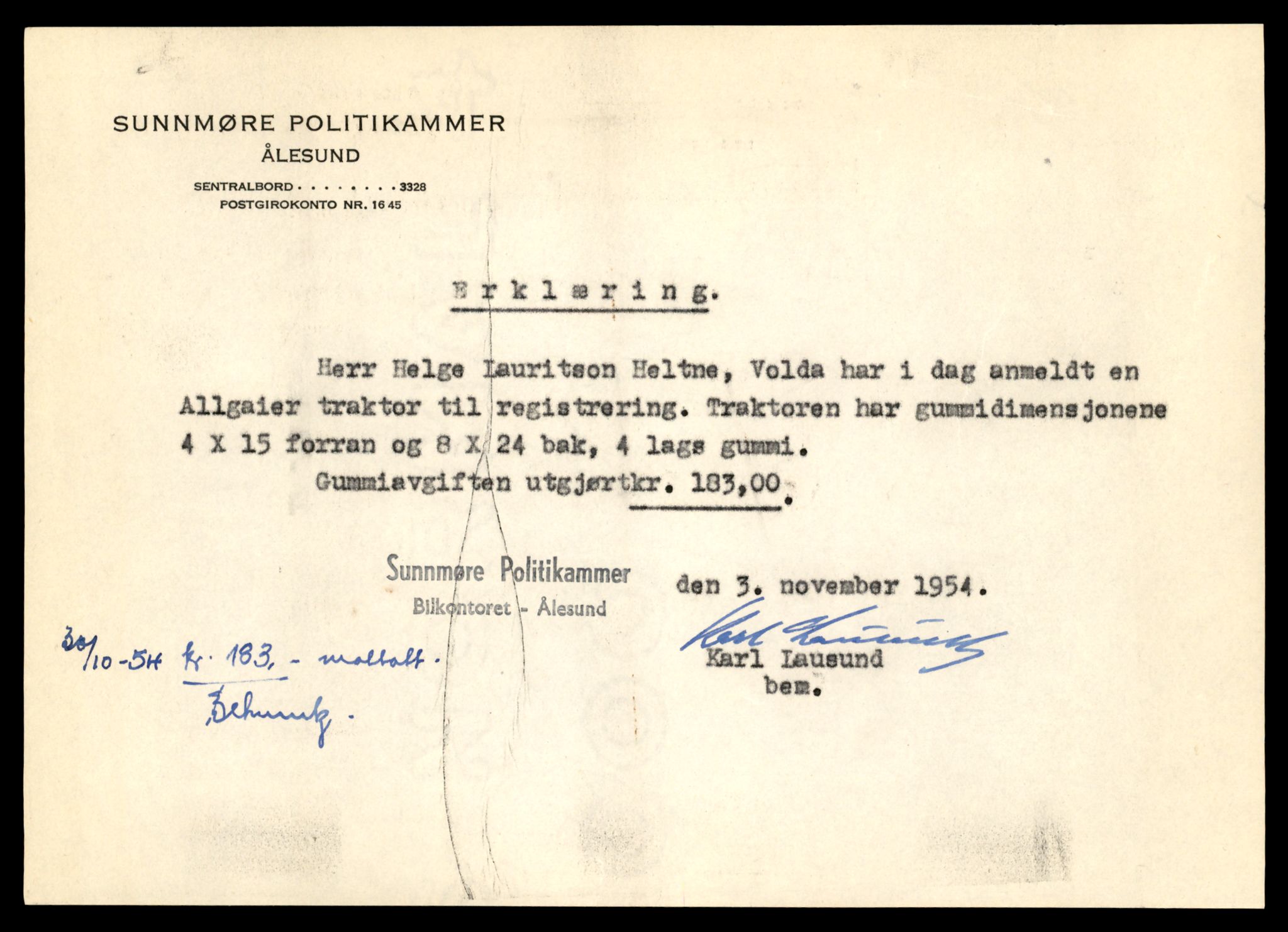 Møre og Romsdal vegkontor - Ålesund trafikkstasjon, SAT/A-4099/F/Fe/L0033: Registreringskort for kjøretøy T 12151 - T 12474, 1927-1998, p. 3651