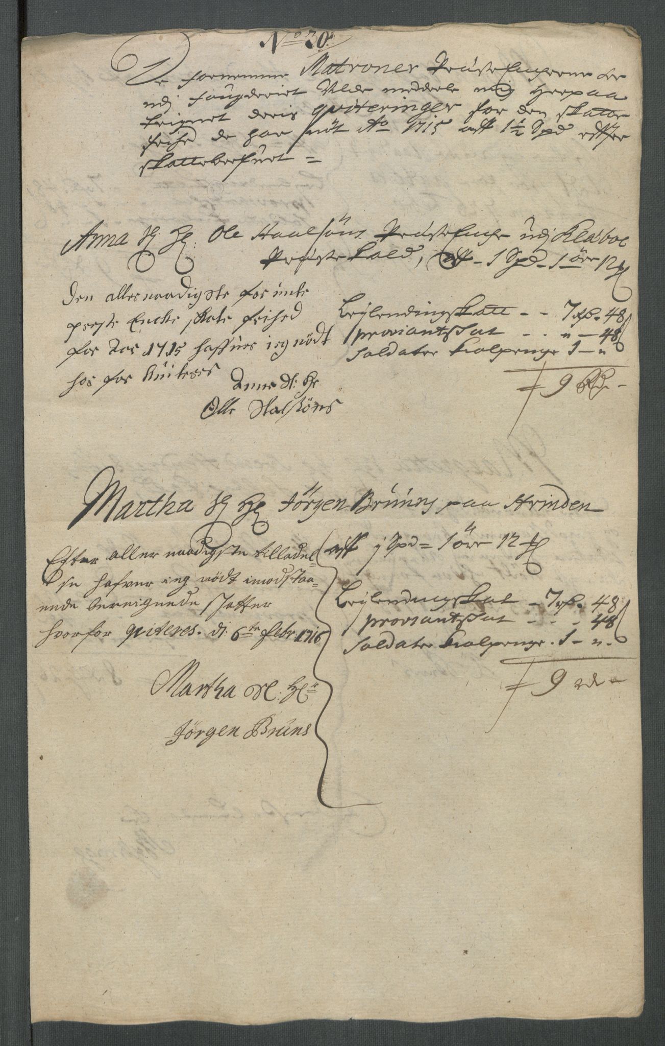 Rentekammeret inntil 1814, Reviderte regnskaper, Fogderegnskap, AV/RA-EA-4092/R61/L4115: Fogderegnskap Strinda og Selbu, 1715-1716, p. 208