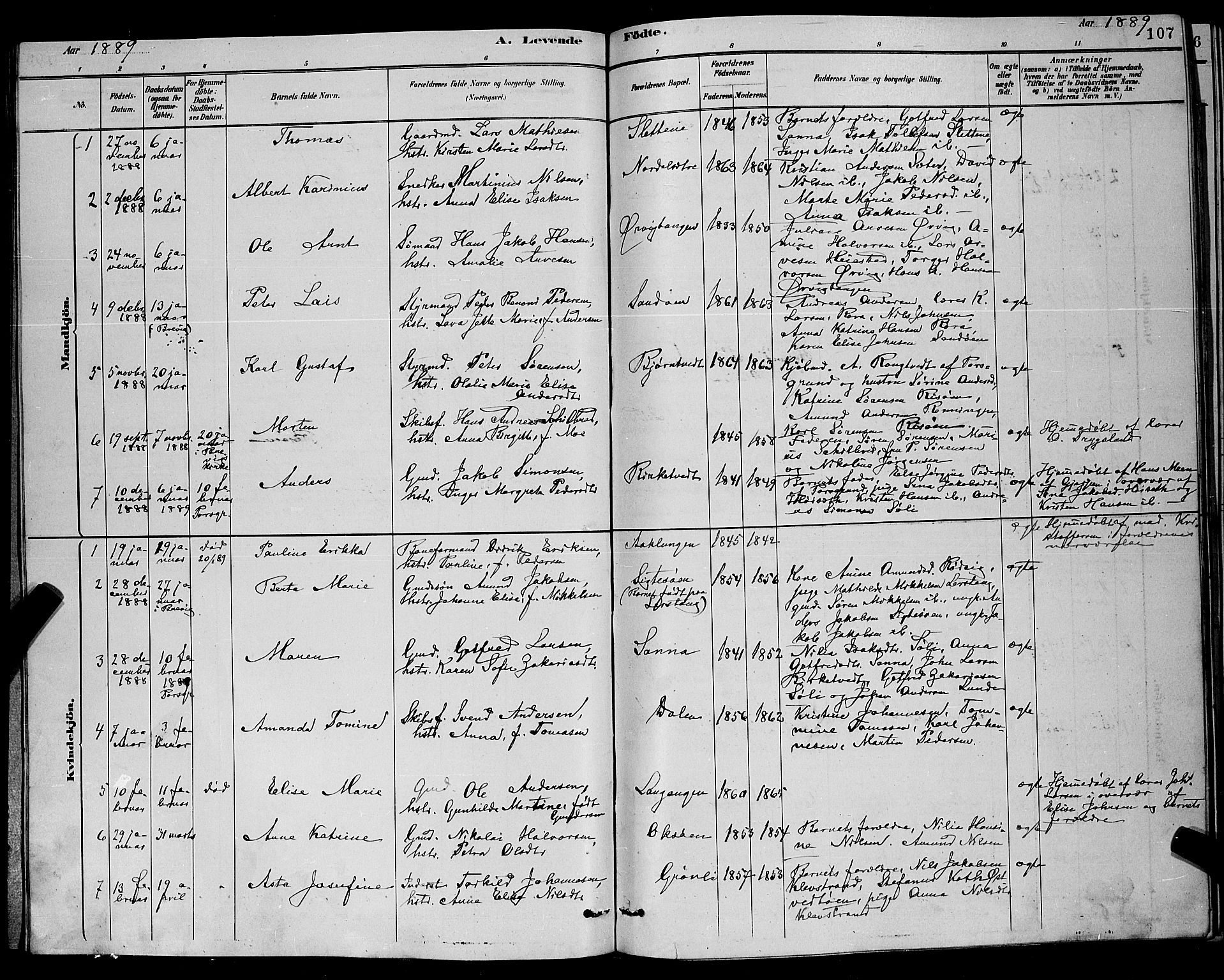 Eidanger kirkebøker, SAKO/A-261/G/Ga/L0002: Parish register (copy) no. 2, 1879-1892, p. 107