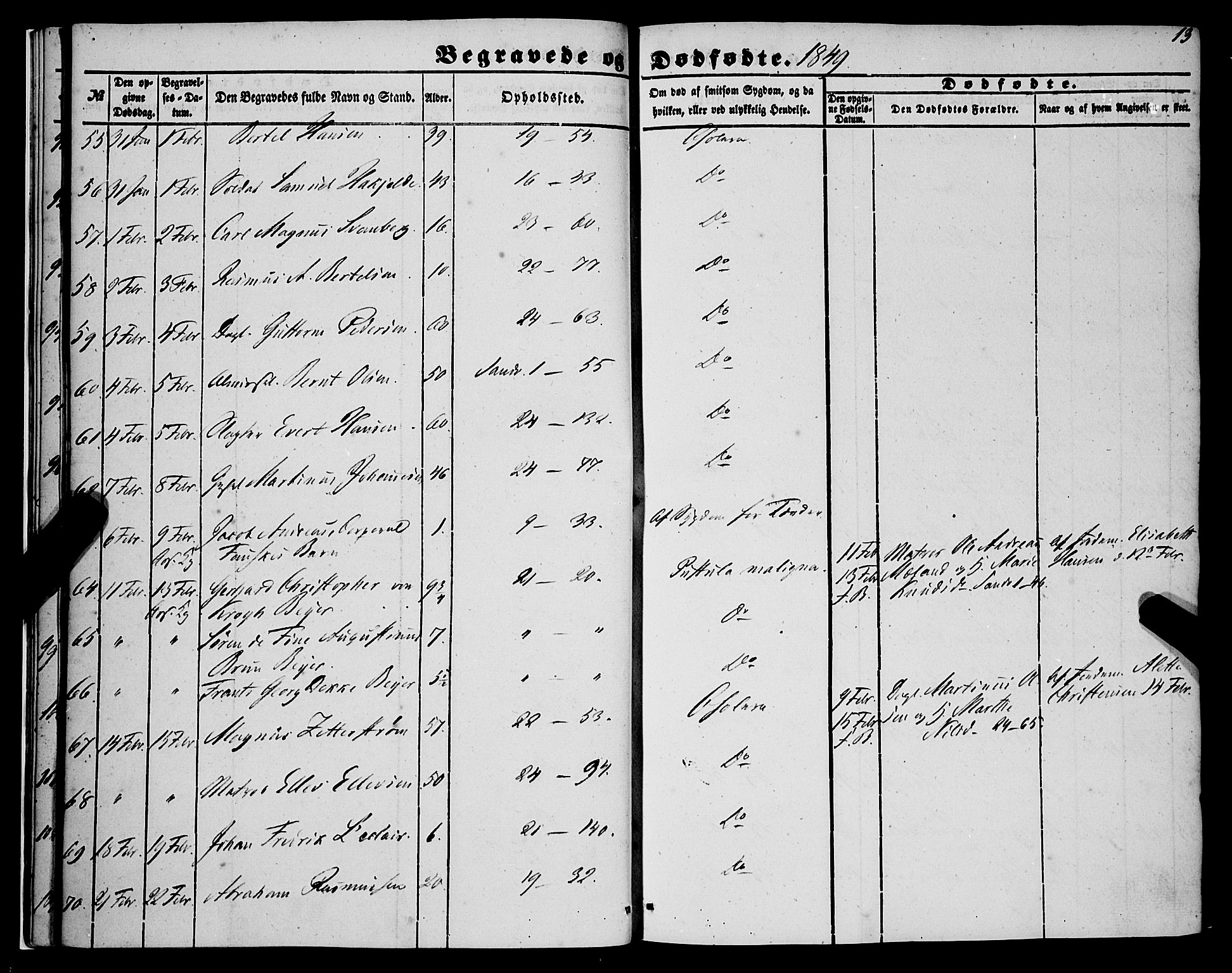 Korskirken sokneprestembete, SAB/A-76101/H/Haa: Parish register (official) no. E 2, 1848-1862, p. 13