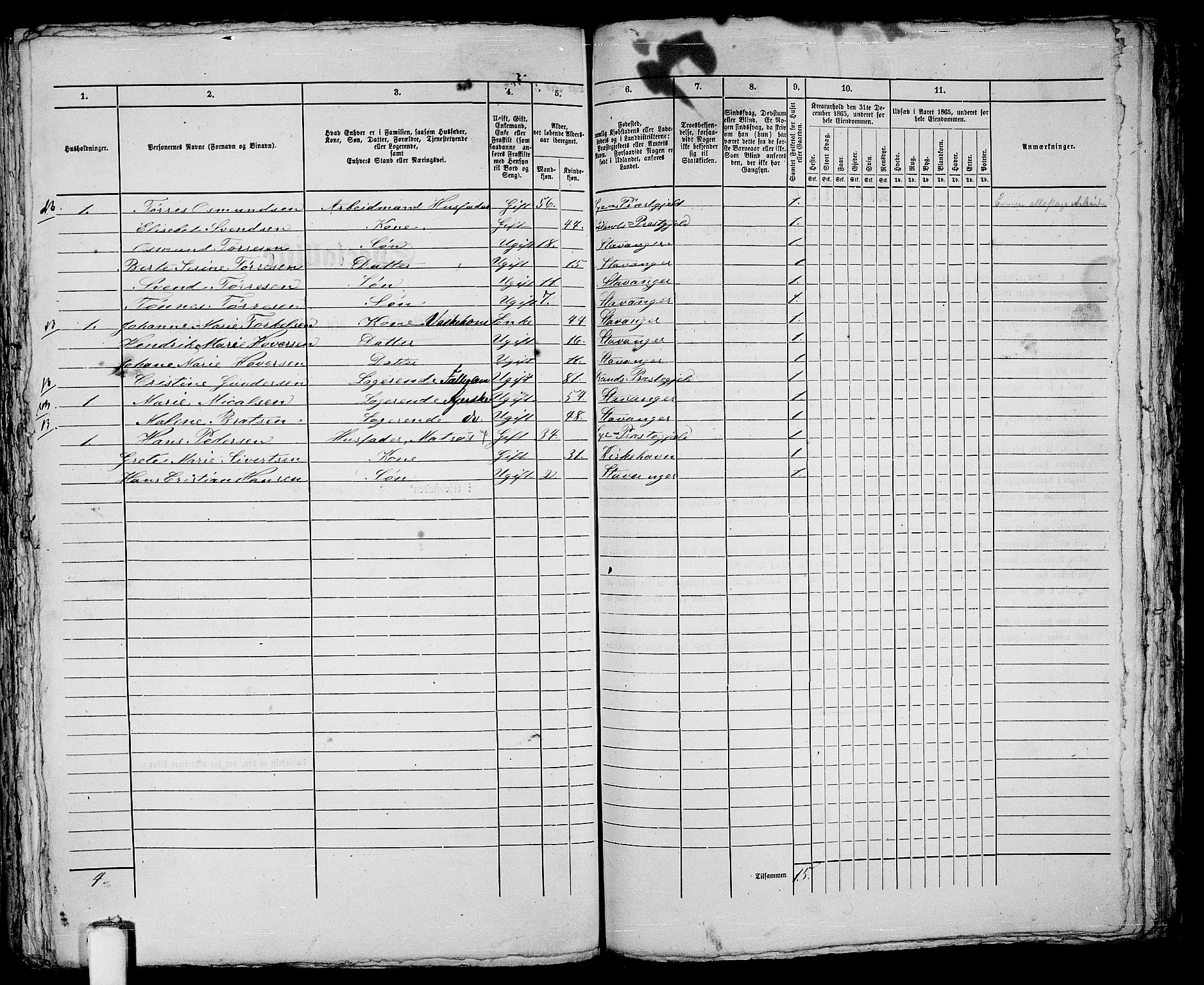 RA, 1865 census for Stavanger, 1865, p. 461