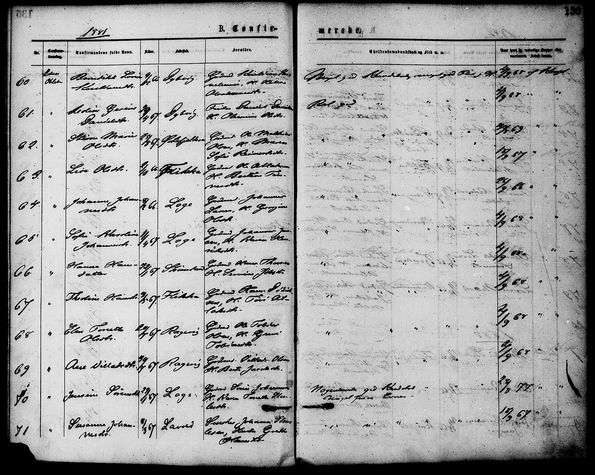 Flekkefjord sokneprestkontor, SAK/1111-0012/F/Fa/Fac/L0007: Parish register (official) no. A 7, 1875-1885, p. 136