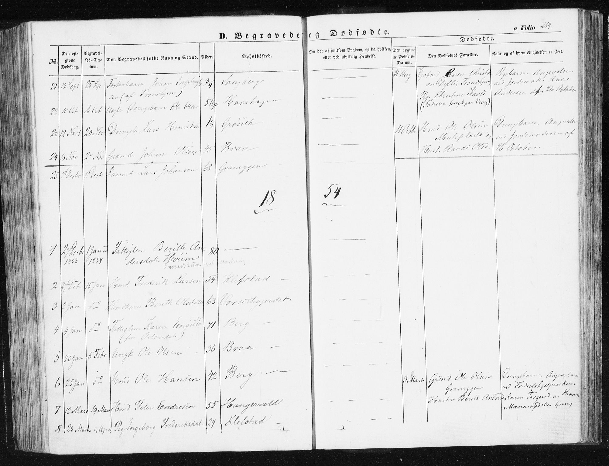 Ministerialprotokoller, klokkerbøker og fødselsregistre - Sør-Trøndelag, SAT/A-1456/612/L0376: Parish register (official) no. 612A08, 1846-1859, p. 219