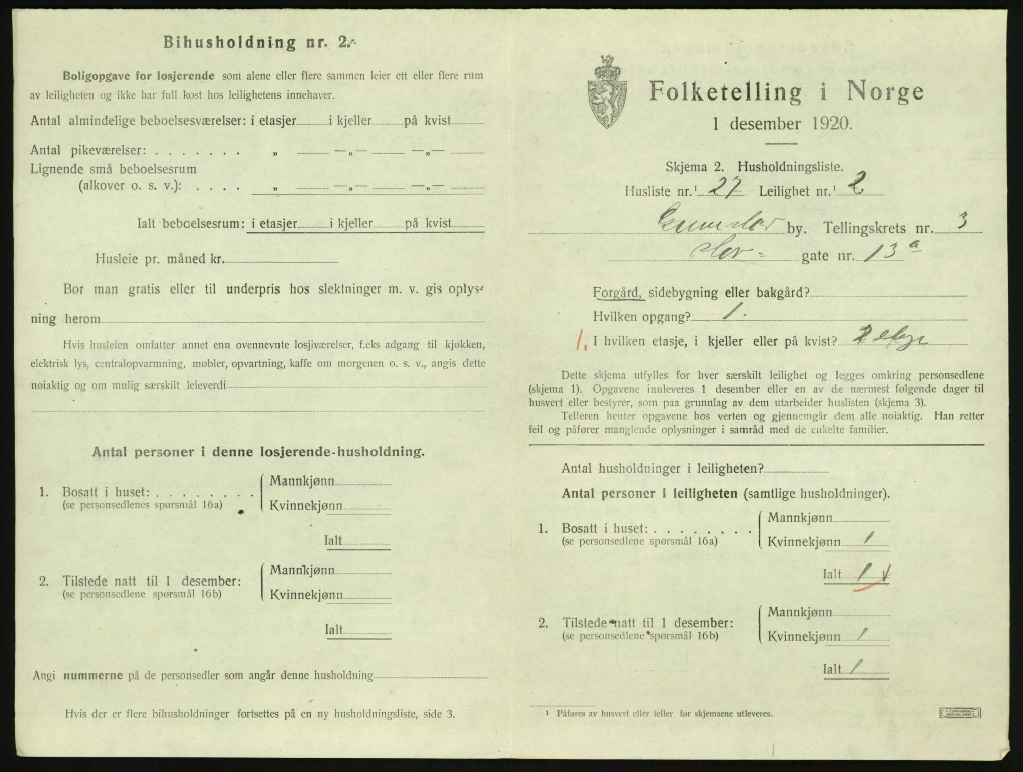 SAK, 1920 census for Grimstad, 1920, p. 1585