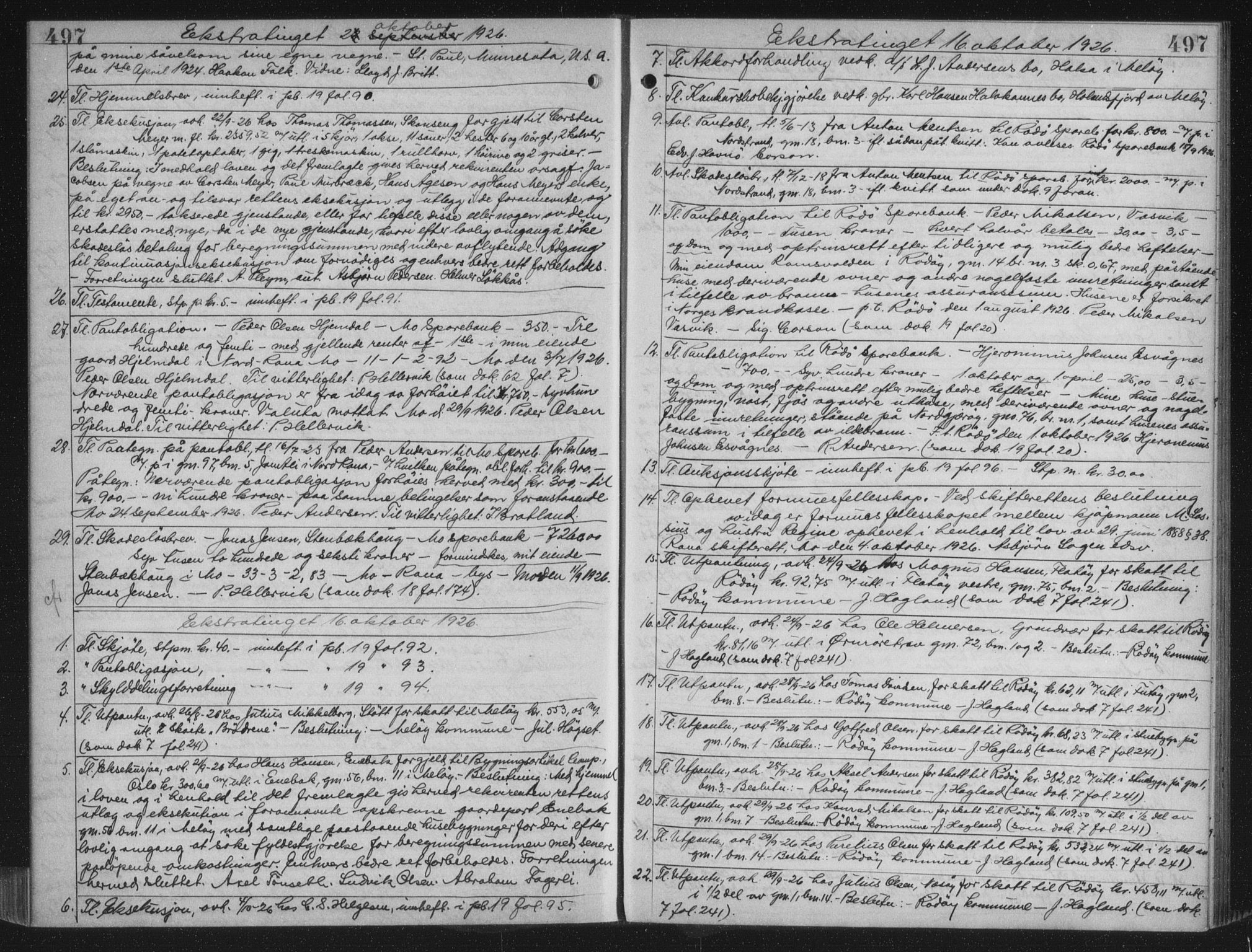 Rana sorenskriveri , AV/SAT-A-1108/1/2/2C/L0018: Mortgage book no. 18, 1923-1928, p. 497, Deed date: 16.10.1926