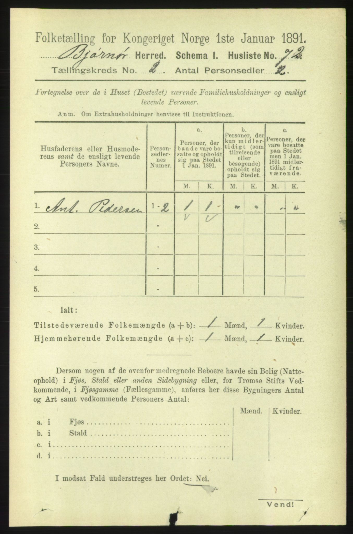 RA, 1891 census for 1632 Bjørnør, 1891, p. 626