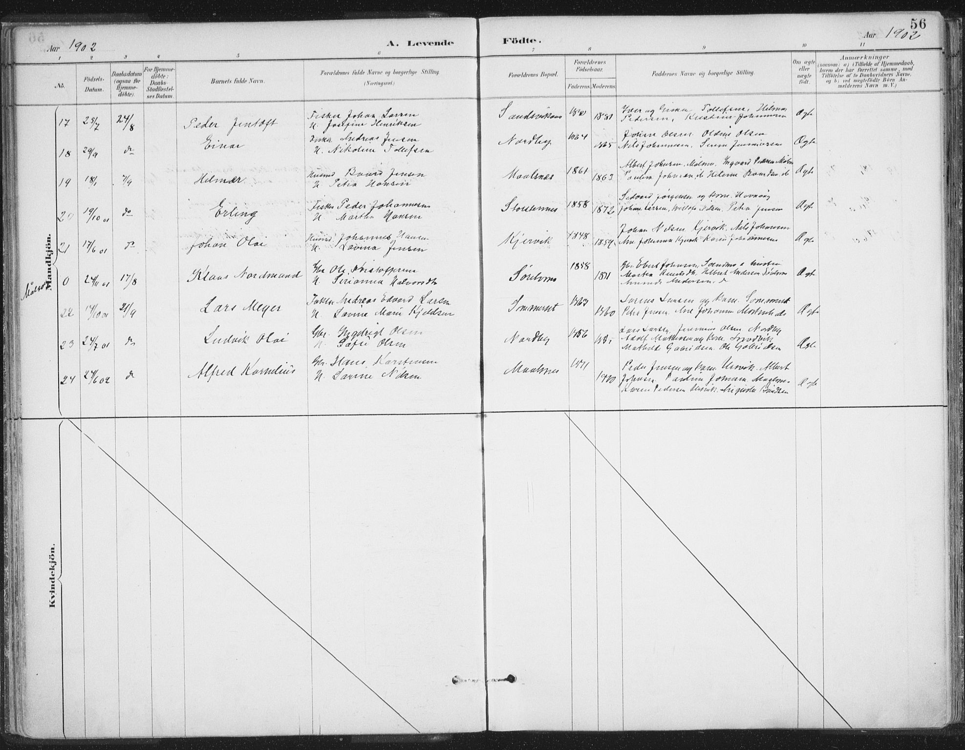 Balsfjord sokneprestembete, AV/SATØ-S-1303/G/Ga/L0007kirke: Parish register (official) no. 7, 1887-1909, p. 56