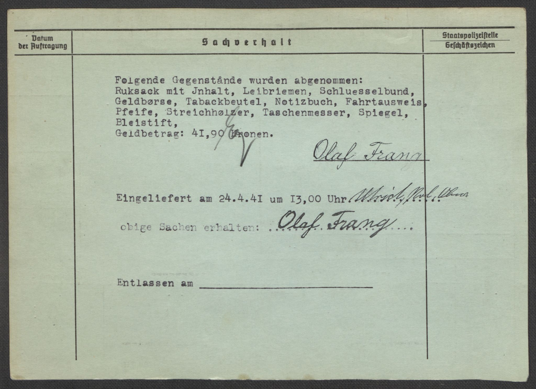 Befehlshaber der Sicherheitspolizei und des SD, AV/RA-RAFA-5969/E/Ea/Eaa/L0003: Register over norske fanger i Møllergata 19: Eng-Hag, 1940-1945, p. 505