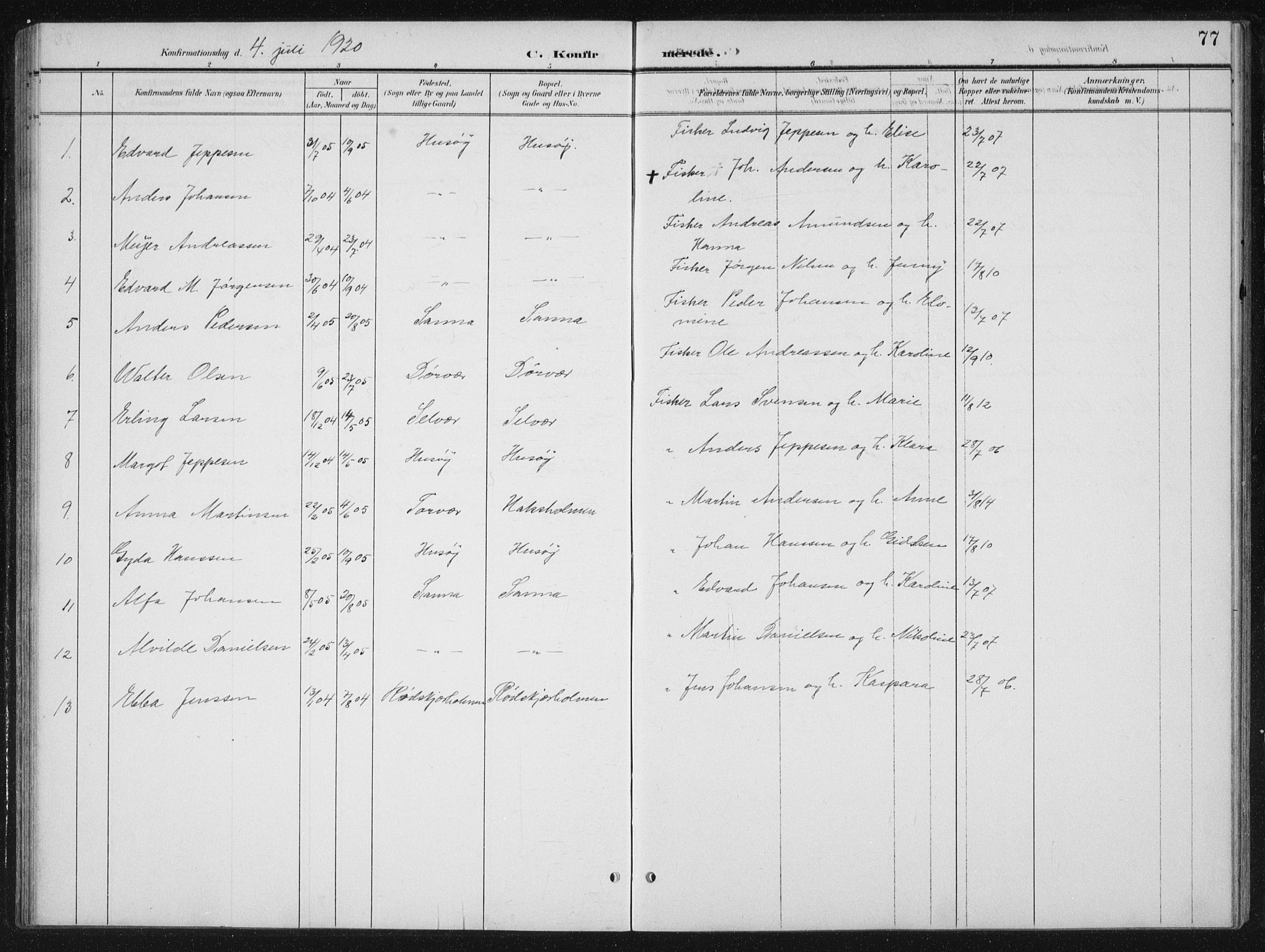 Ministerialprotokoller, klokkerbøker og fødselsregistre - Nordland, SAT/A-1459/840/L0583: Parish register (copy) no. 840C03, 1901-1933, p. 77
