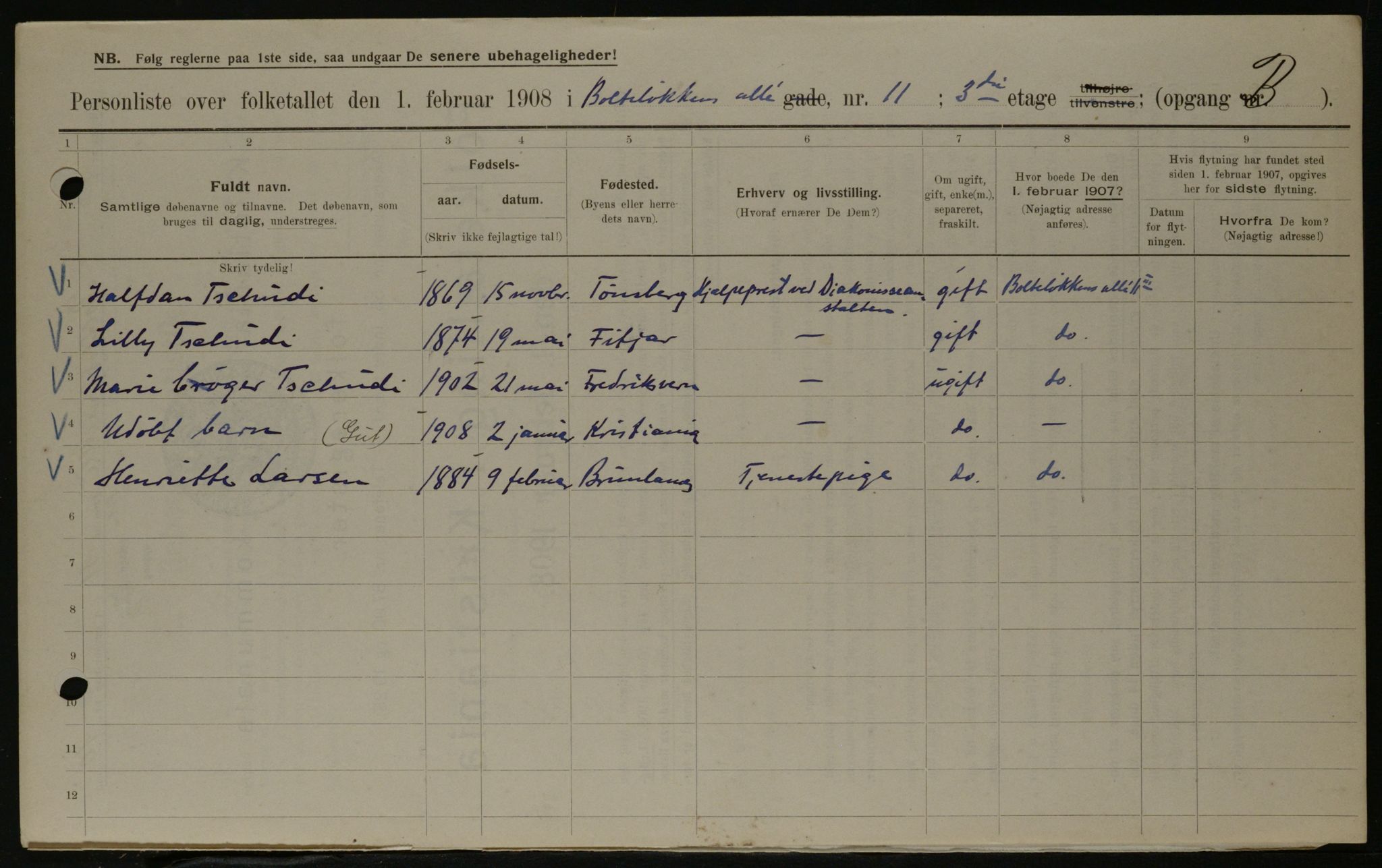 OBA, Municipal Census 1908 for Kristiania, 1908, p. 7484