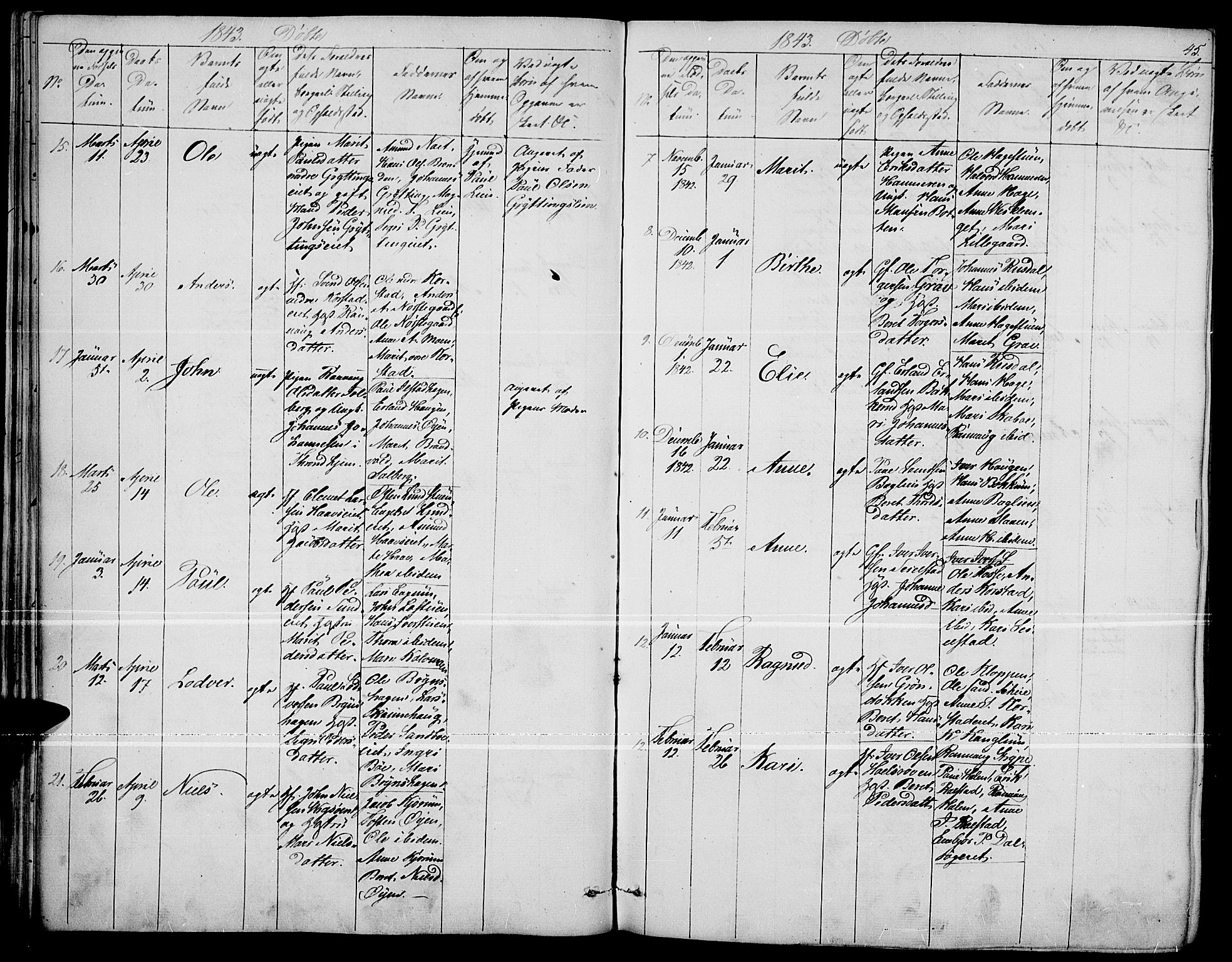 Fron prestekontor, AV/SAH-PREST-078/H/Ha/Haa/L0004: Parish register (official) no. 4, 1839-1848, p. 45