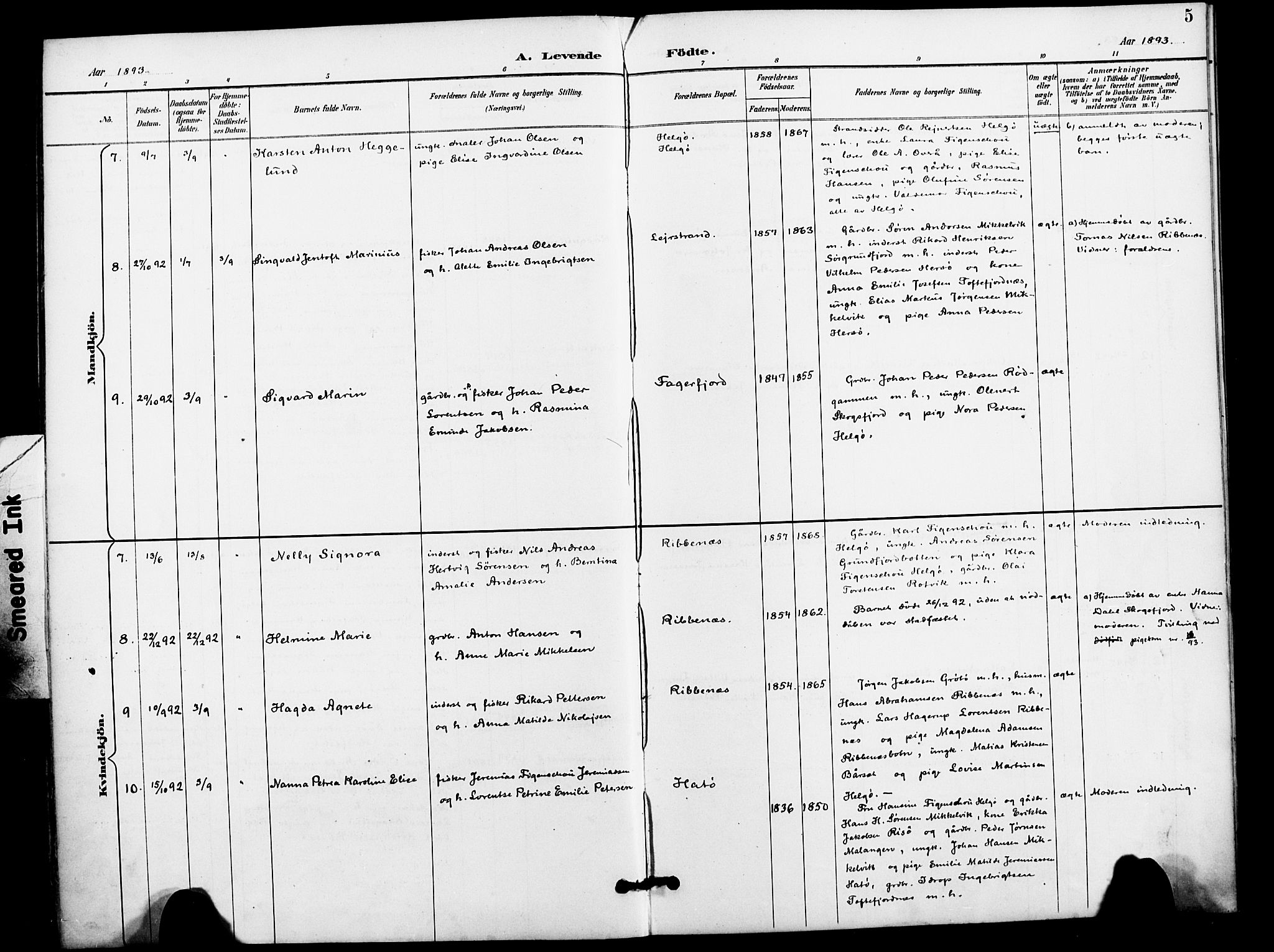 Karlsøy sokneprestembete, AV/SATØ-S-1299/H/Ha/Haa/L0012kirke: Parish register (official) no. 12, 1892-1902, p. 5