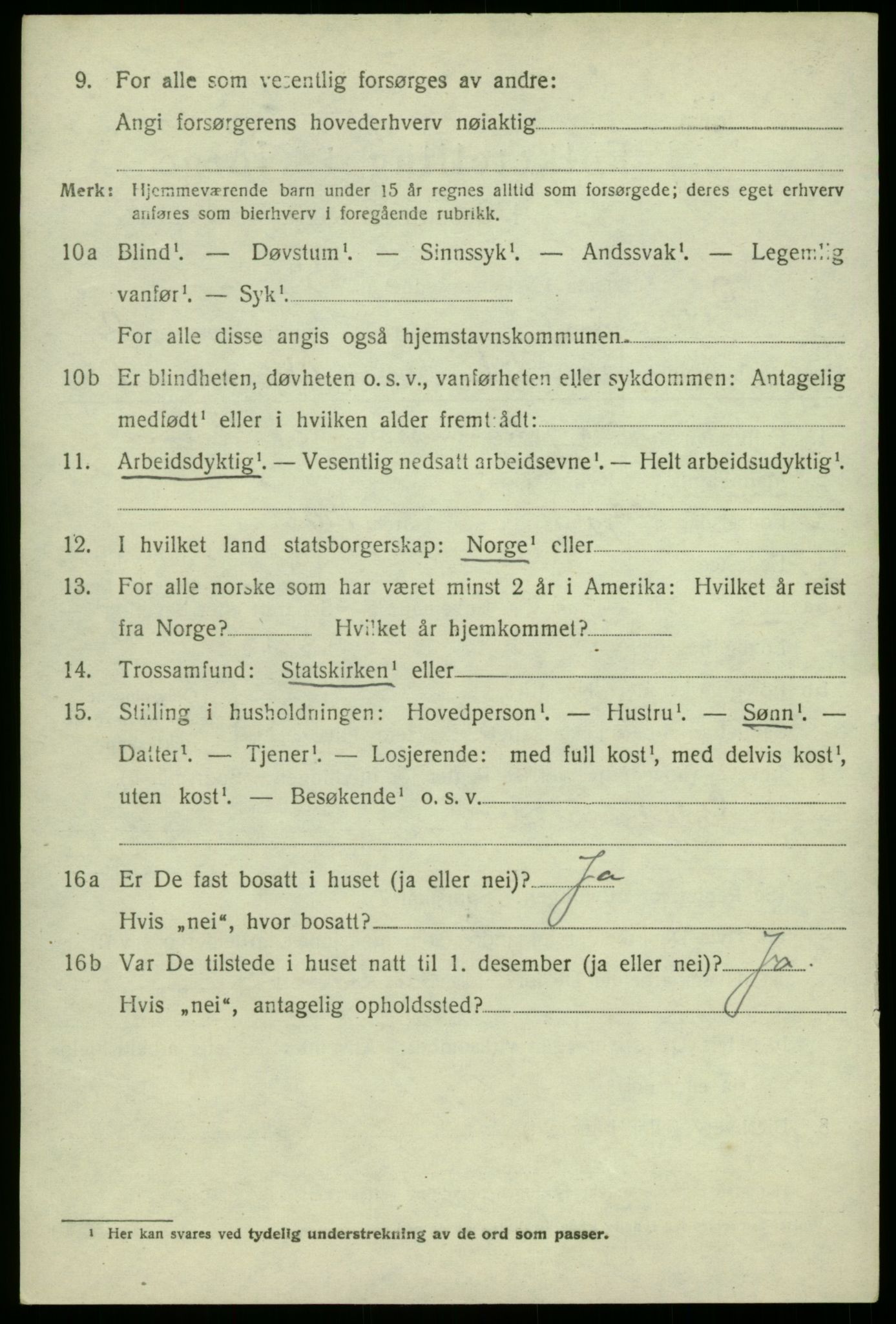 SAB, 1920 census for Granvin, 1920, p. 1155