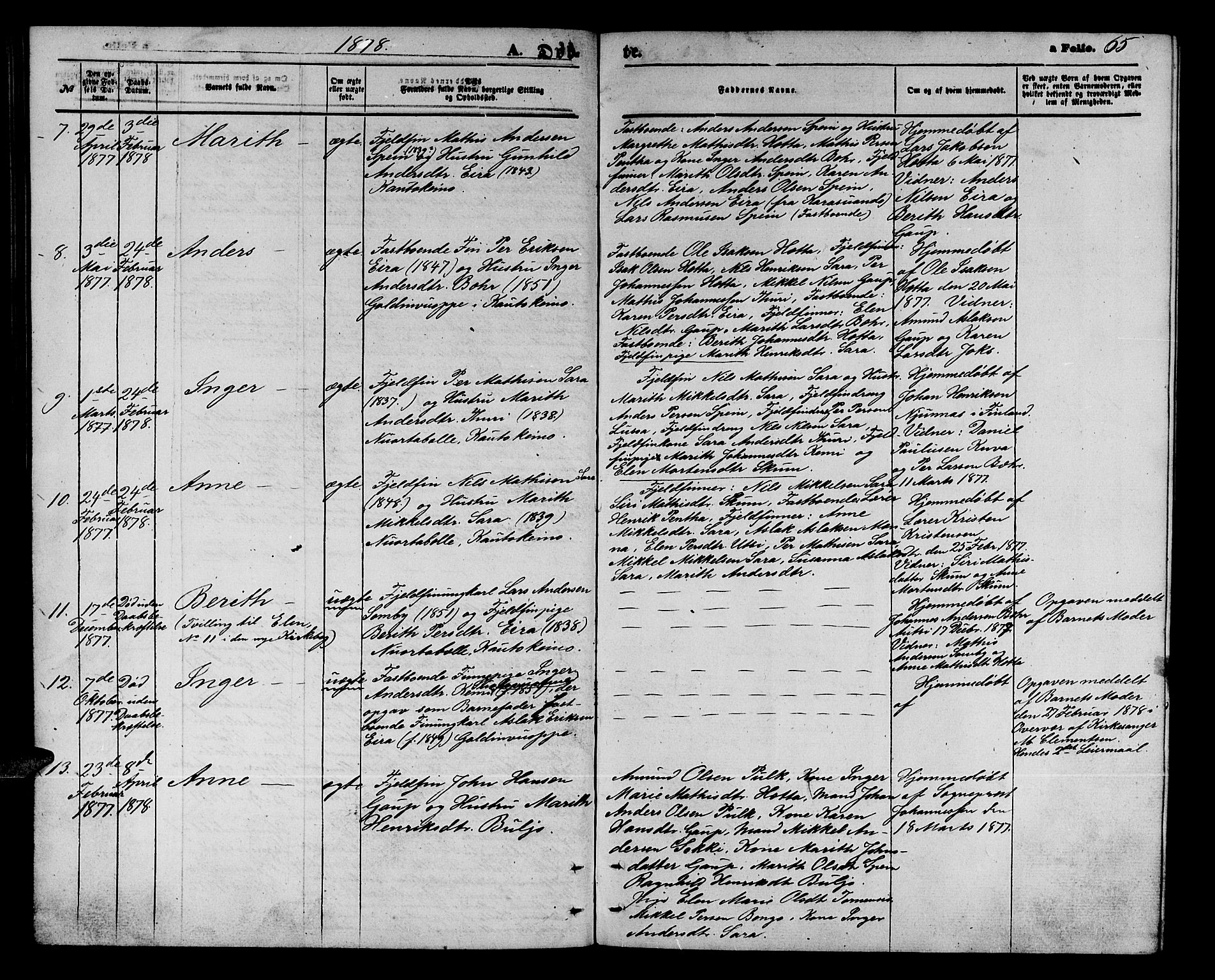 Kautokeino sokneprestembete, AV/SATØ-S-1340/H/Hb/L0001.klokk: Parish register (copy) no. 1, 1862-1878, p. 65