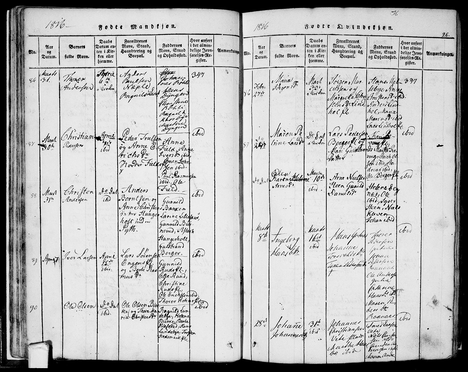 Eidsberg prestekontor Kirkebøker, AV/SAO-A-10905/F/Fa/L0007: Parish register (official) no. I 7, 1814-1832, p. 26