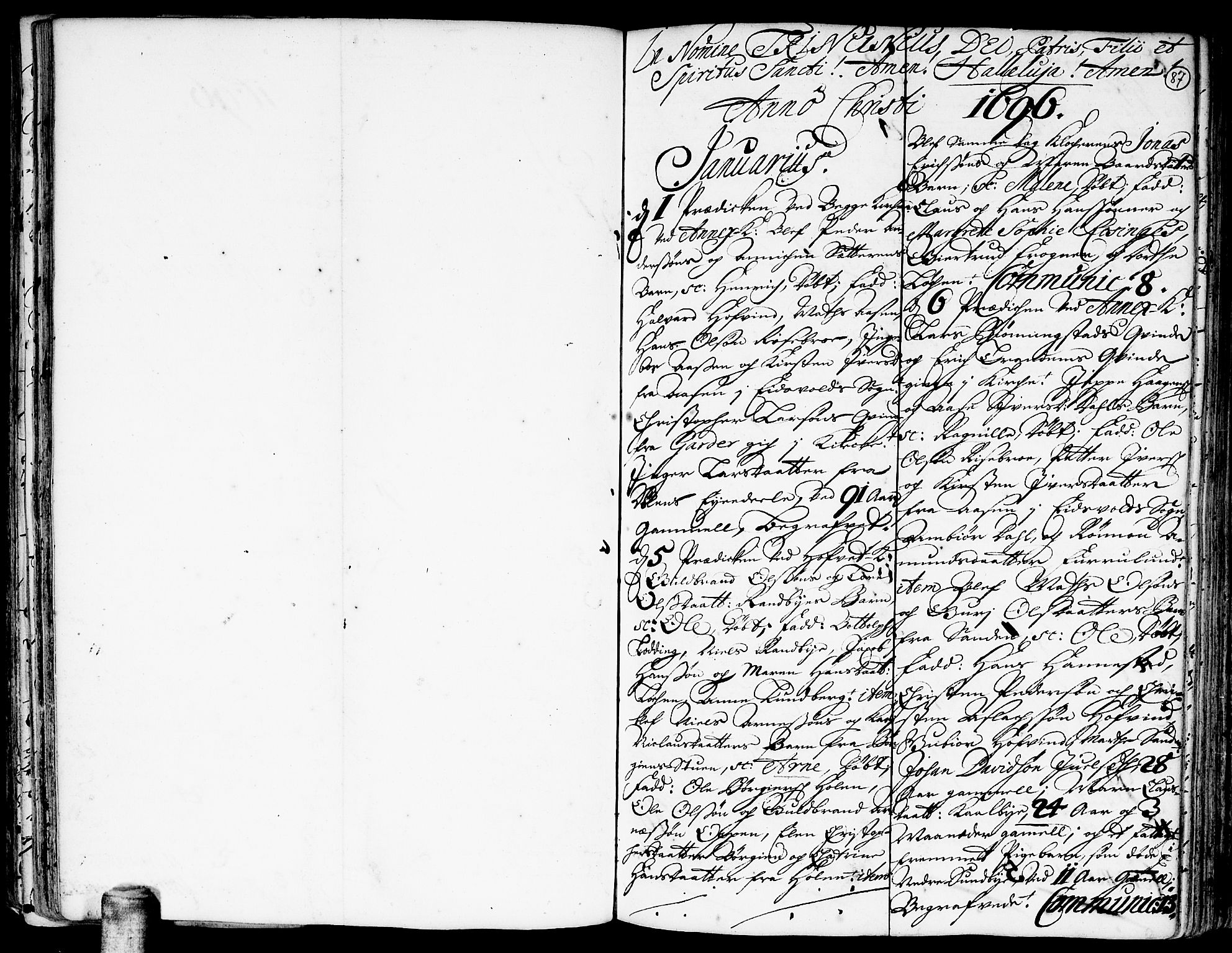 Ullensaker prestekontor Kirkebøker, AV/SAO-A-10236a/F/Fa/L0001: Parish register (official) no. I 1, 1689-1701, p. 87