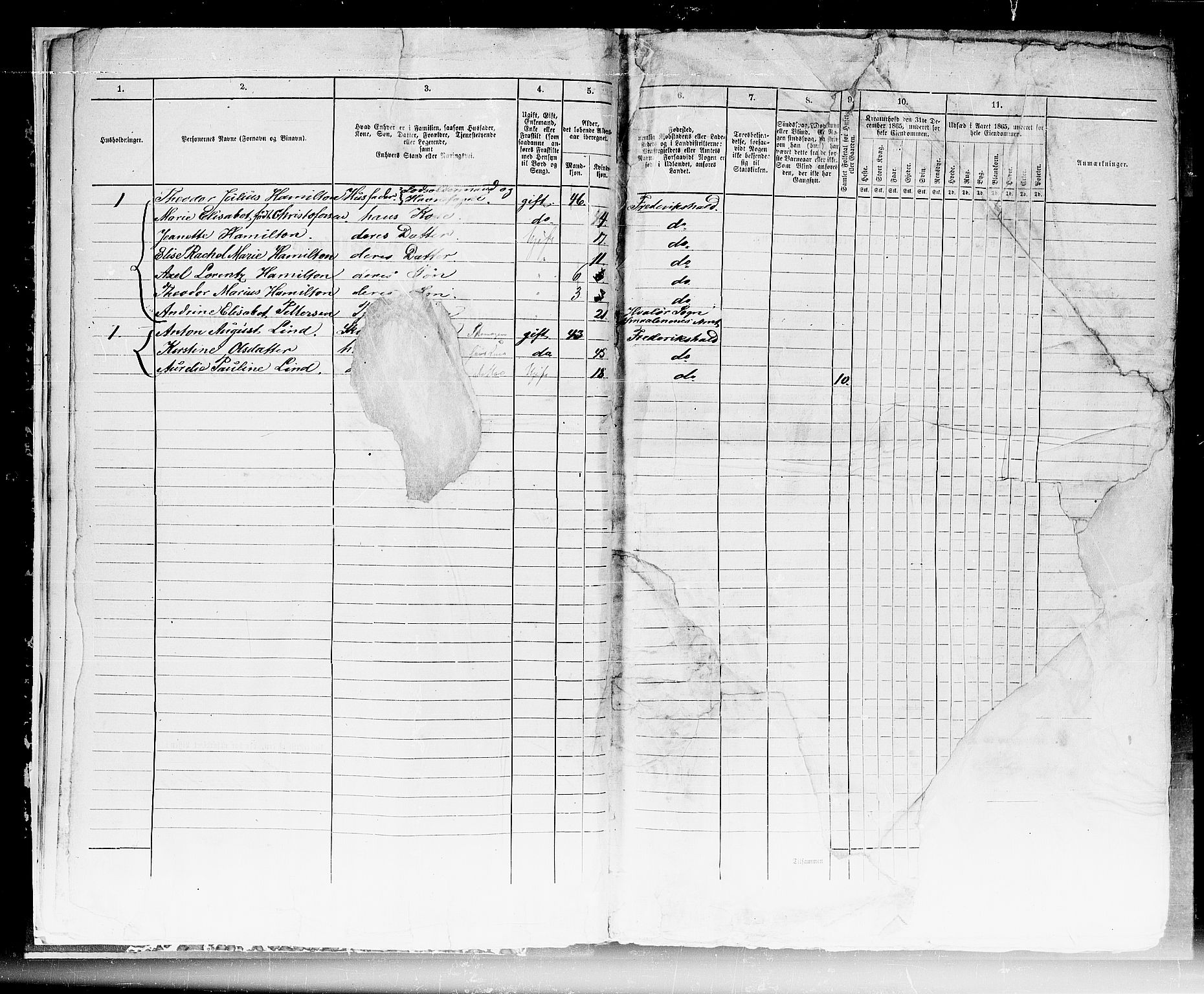 RA, 1865 census for Fredrikshald, 1865, p. 13