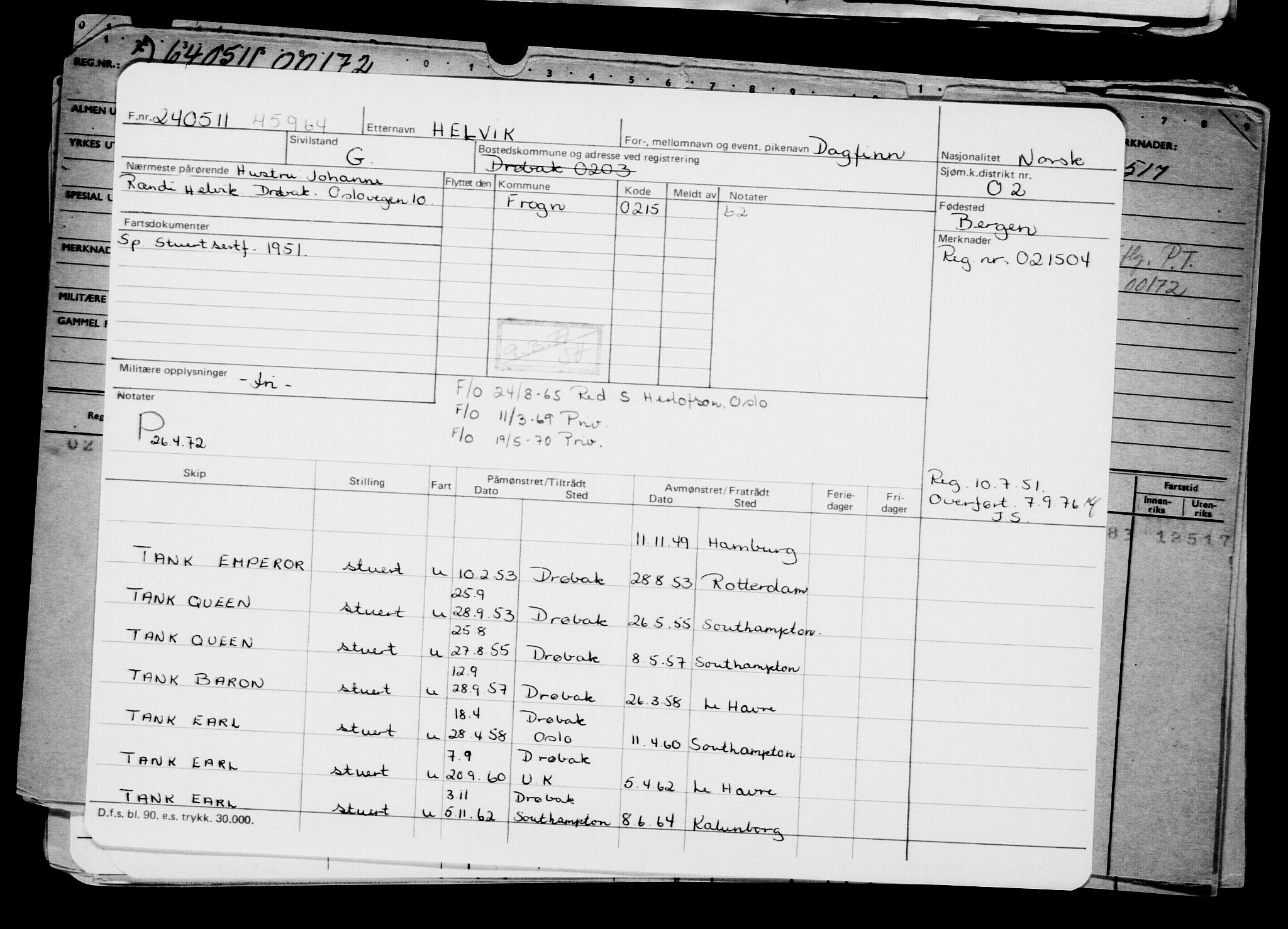 Direktoratet for sjømenn, AV/RA-S-3545/G/Gb/L0096: Hovedkort, 1911, p. 397