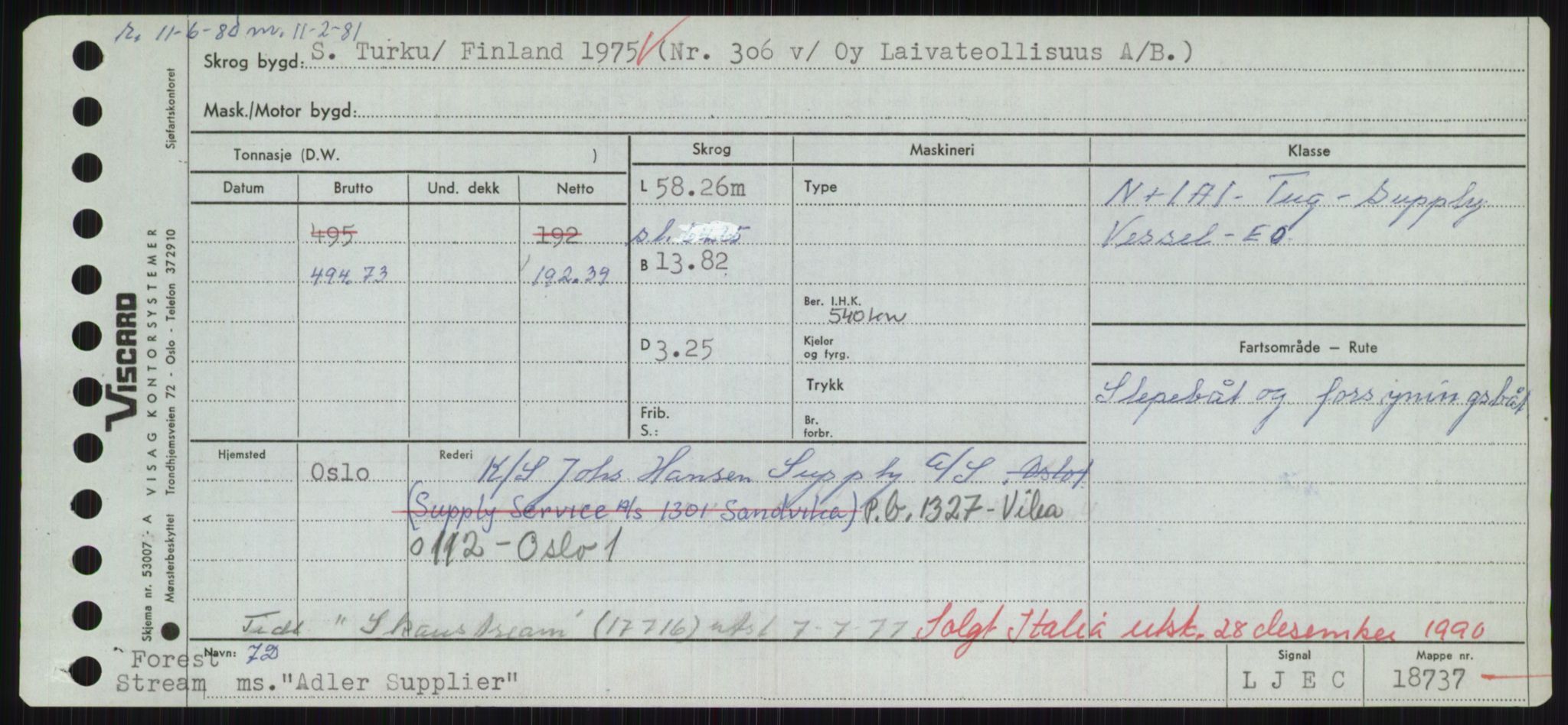 Sjøfartsdirektoratet med forløpere, Skipsmålingen, RA/S-1627/H/Hd/L0001: Fartøy, A-Anv, p. 71
