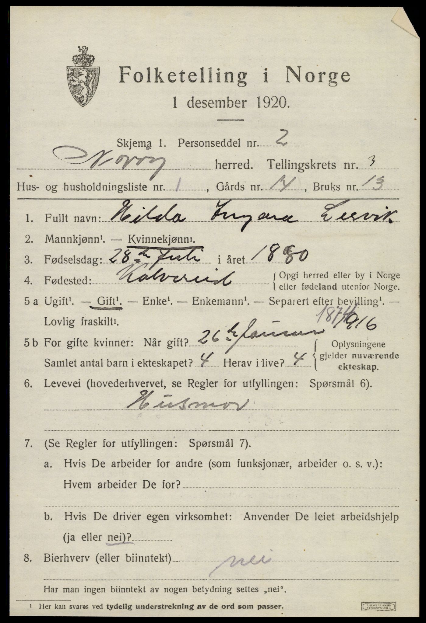 SAT, 1920 census for Nærøy, 1920, p. 1525