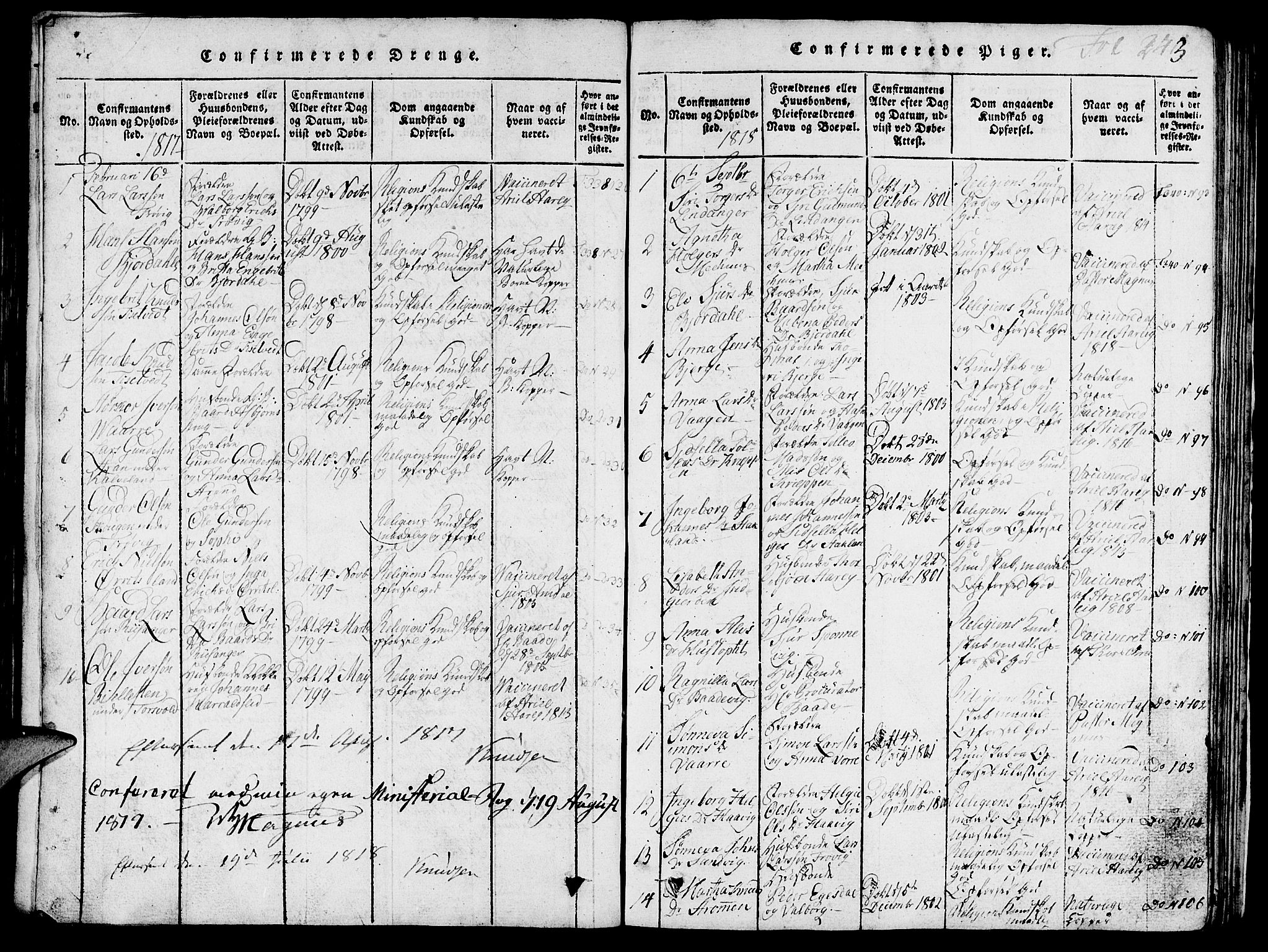 Skjold sokneprestkontor, AV/SAST-A-101847/H/Ha/Hab/L0001: Parish register (copy) no. B 1, 1815-1835, p. 243