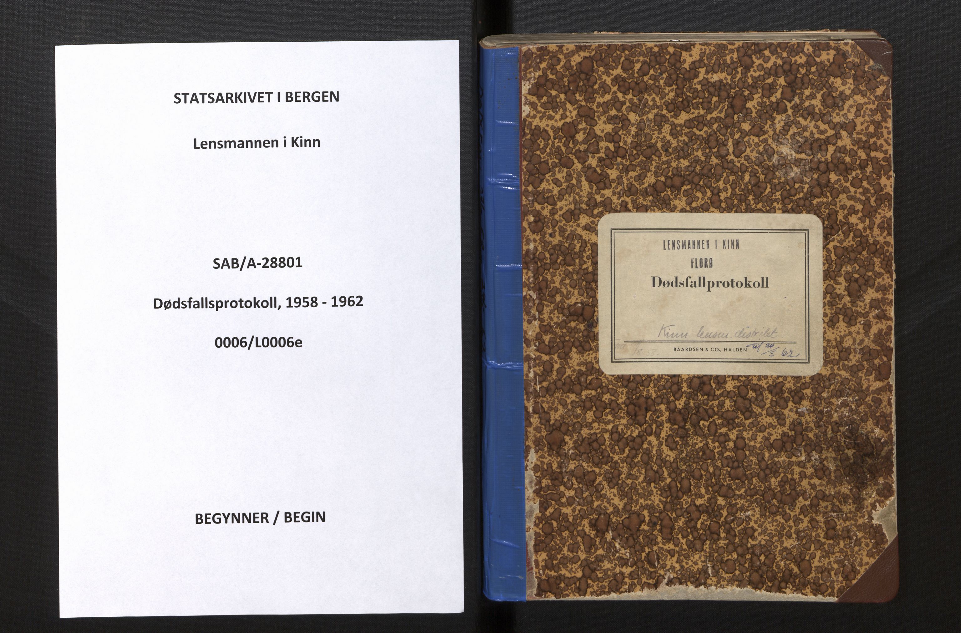 Lensmannen i Kinn, SAB/A-28801/0006/L0006e: Dødsfallprotokoll, 1958-1962