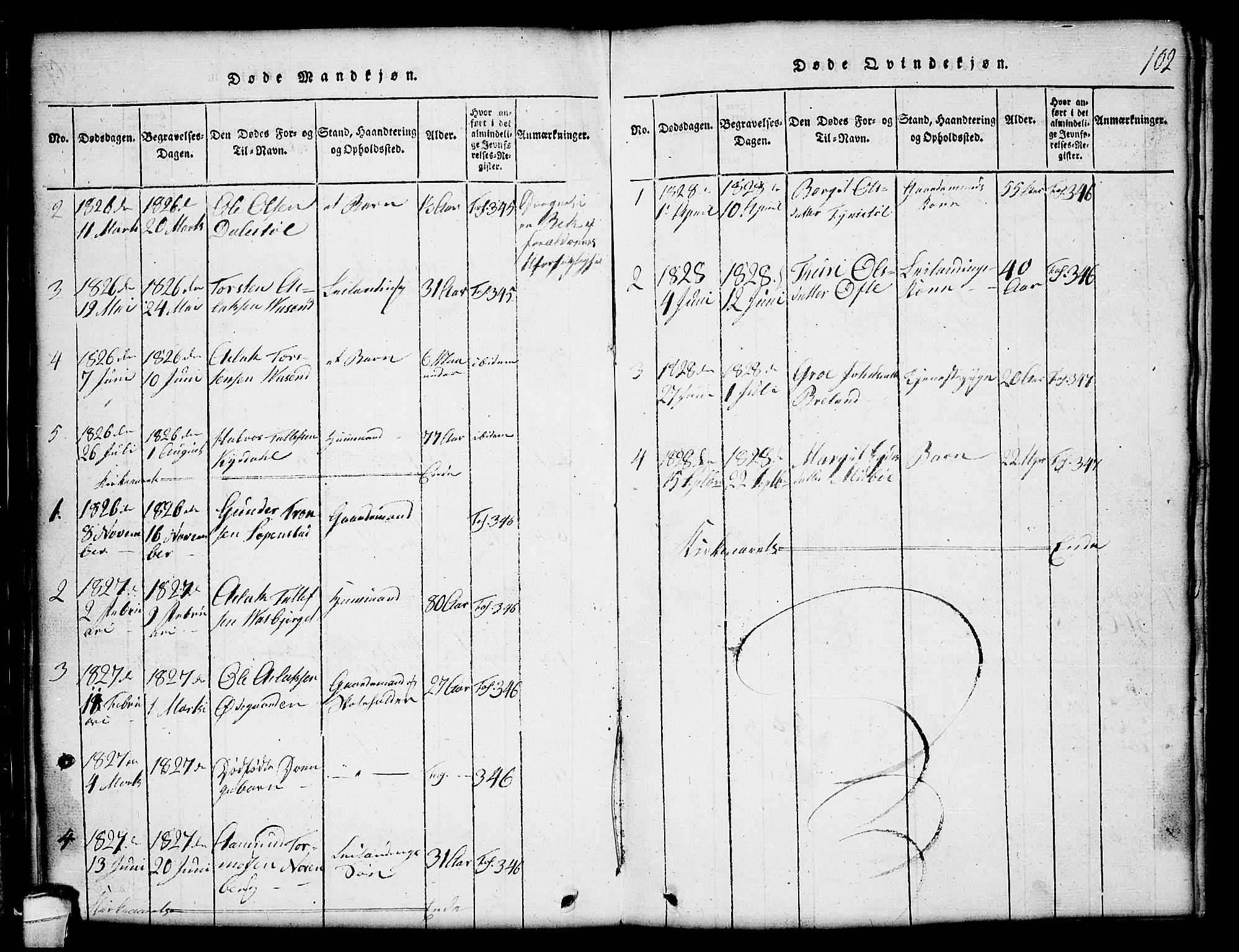 Lårdal kirkebøker, SAKO/A-284/G/Gc/L0001: Parish register (copy) no. III 1, 1815-1854, p. 102