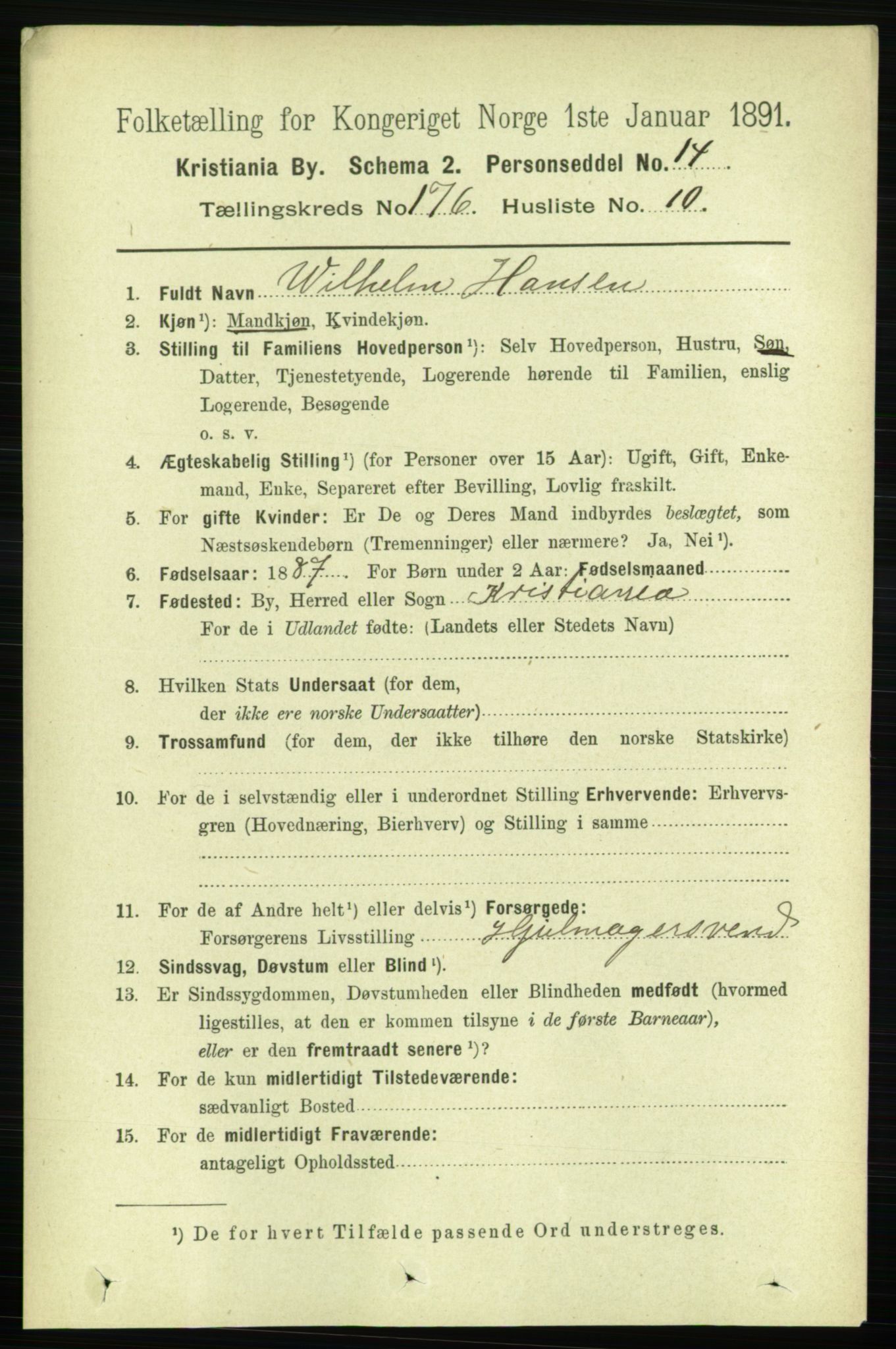 RA, 1891 census for 0301 Kristiania, 1891, p. 105920