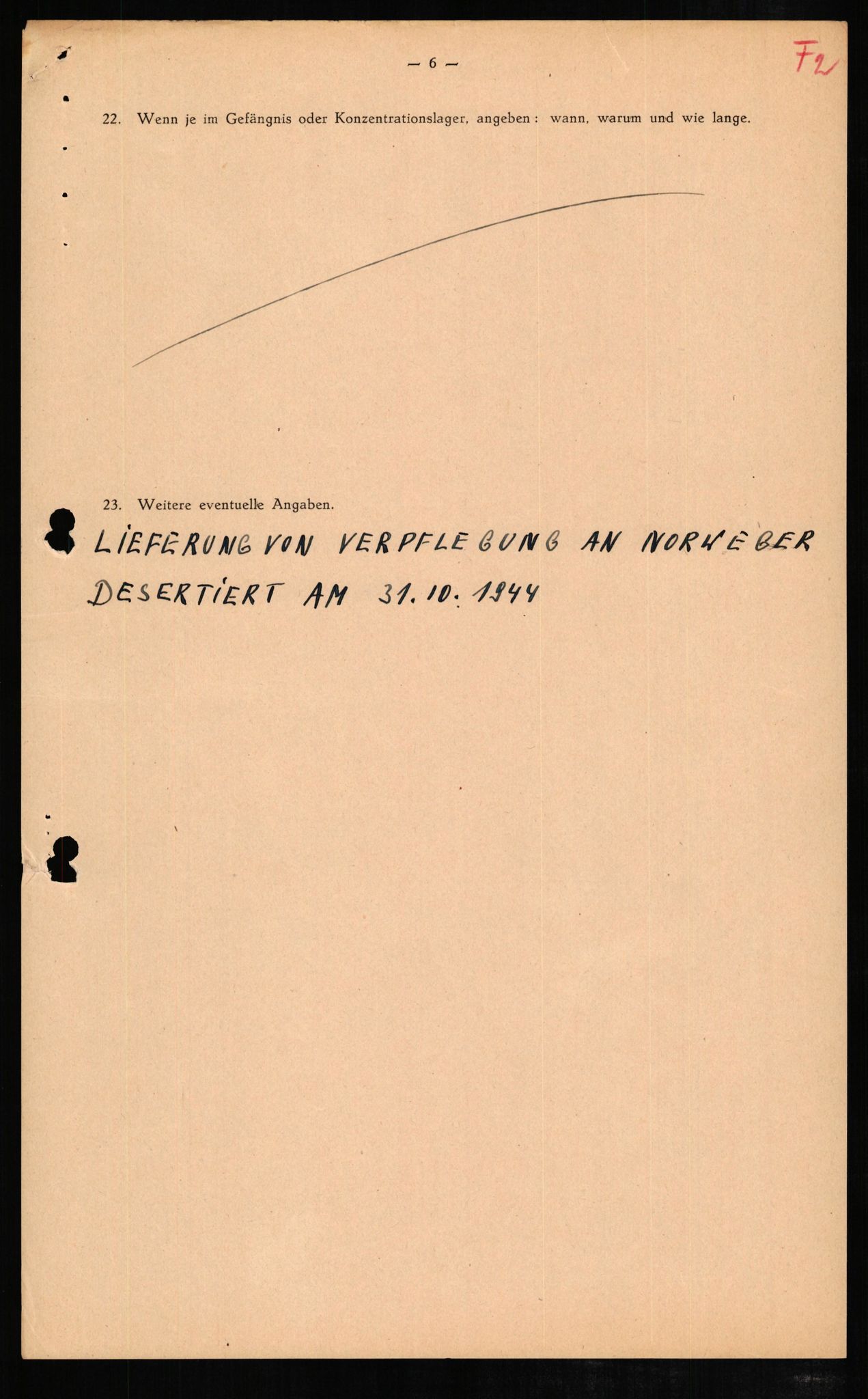 Forsvaret, Forsvarets overkommando II, RA/RAFA-3915/D/Db/L0007: CI Questionaires. Tyske okkupasjonsstyrker i Norge. Tyskere., 1945-1946, p. 487