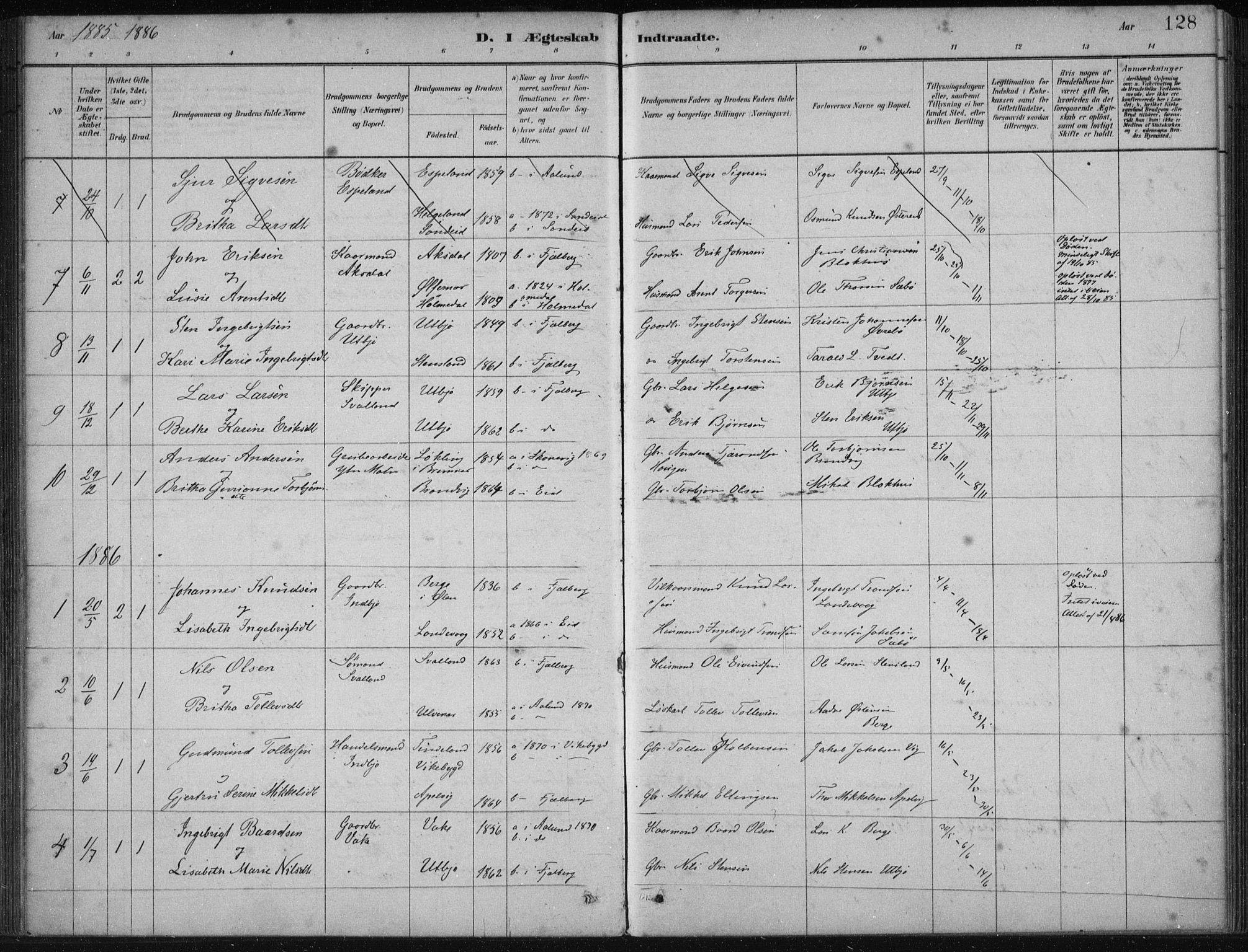 Fjelberg sokneprestembete, SAB/A-75201/H/Haa: Parish register (official) no. B  1, 1879-1919, p. 128