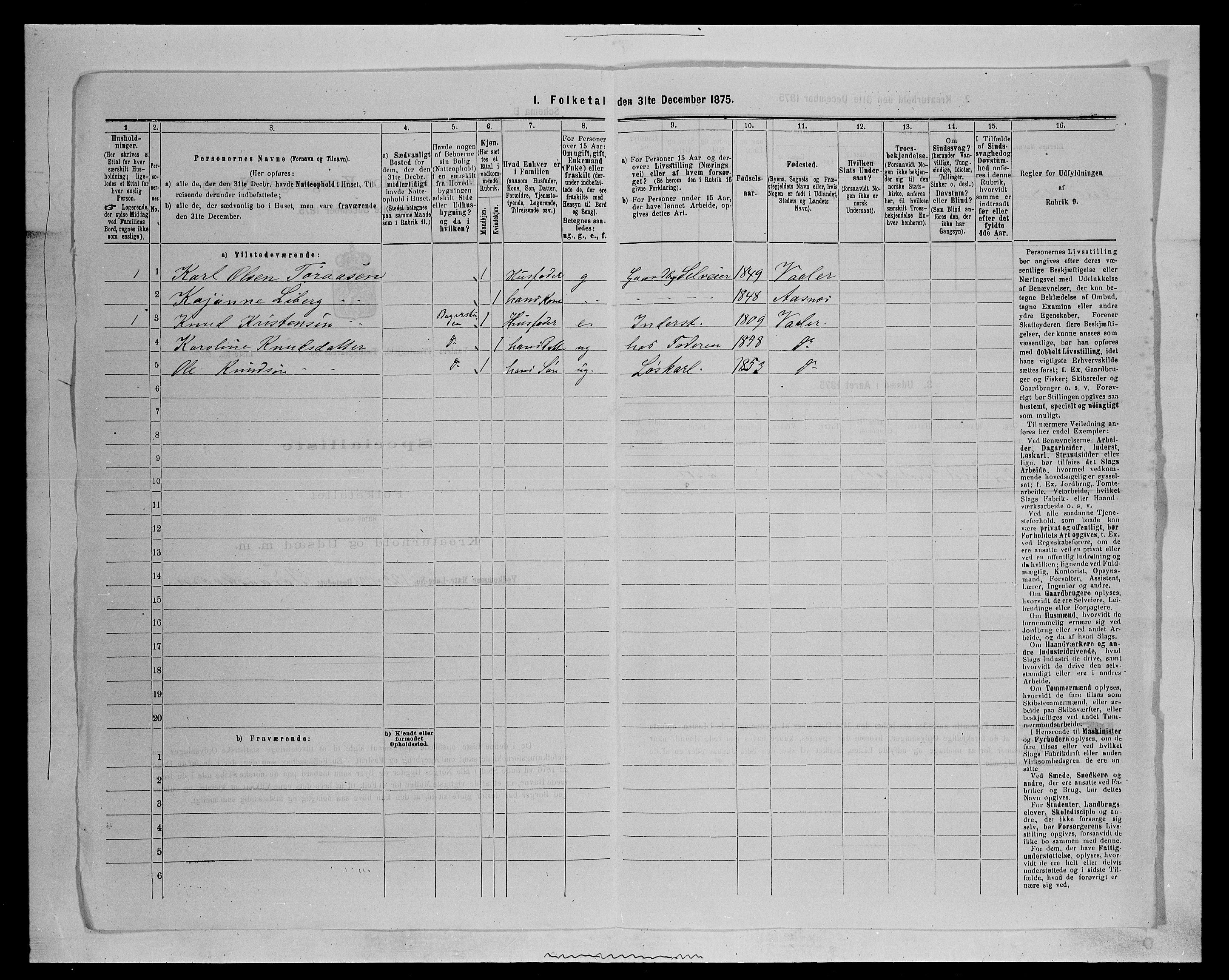 SAH, 1875 census for 0426P Våler parish (Hedmark), 1875, p. 709