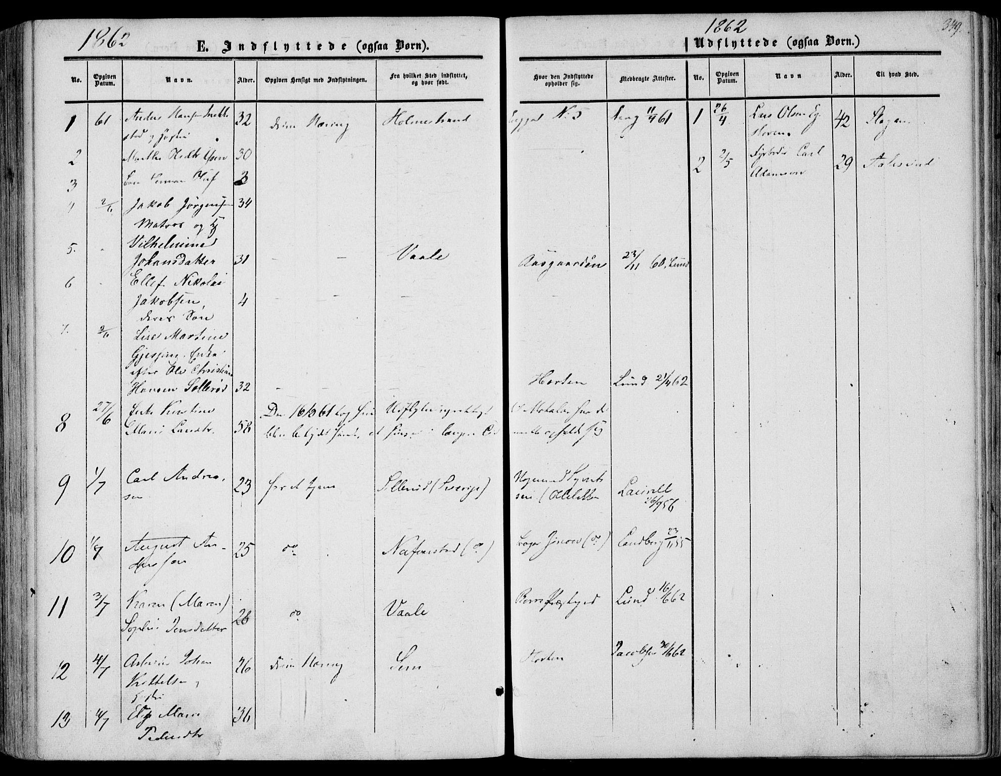 Borre kirkebøker, AV/SAKO-A-338/F/Fa/L0006: Parish register (official) no. I 6, 1852-1862, p. 349