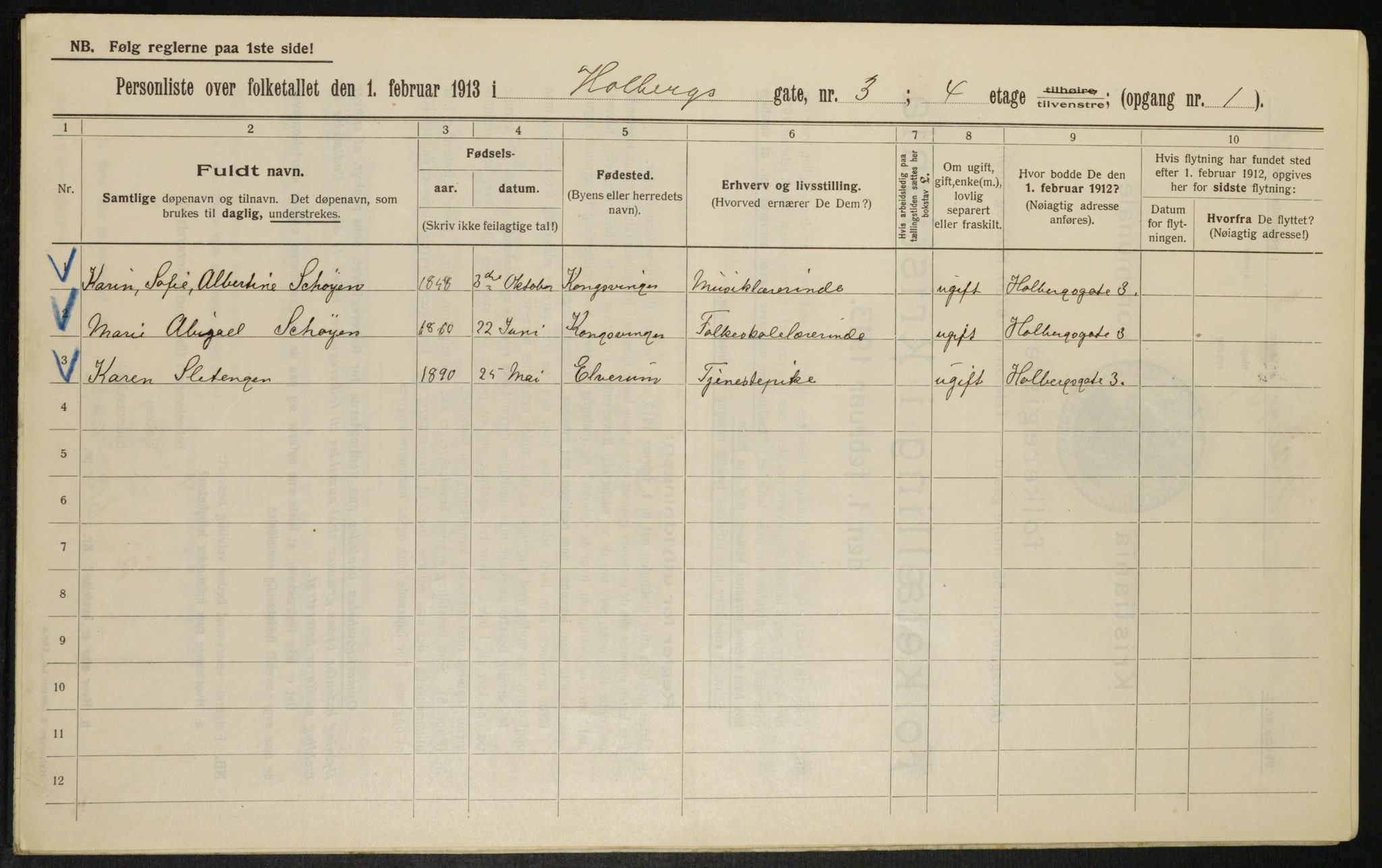 OBA, Municipal Census 1913 for Kristiania, 1913, p. 40087