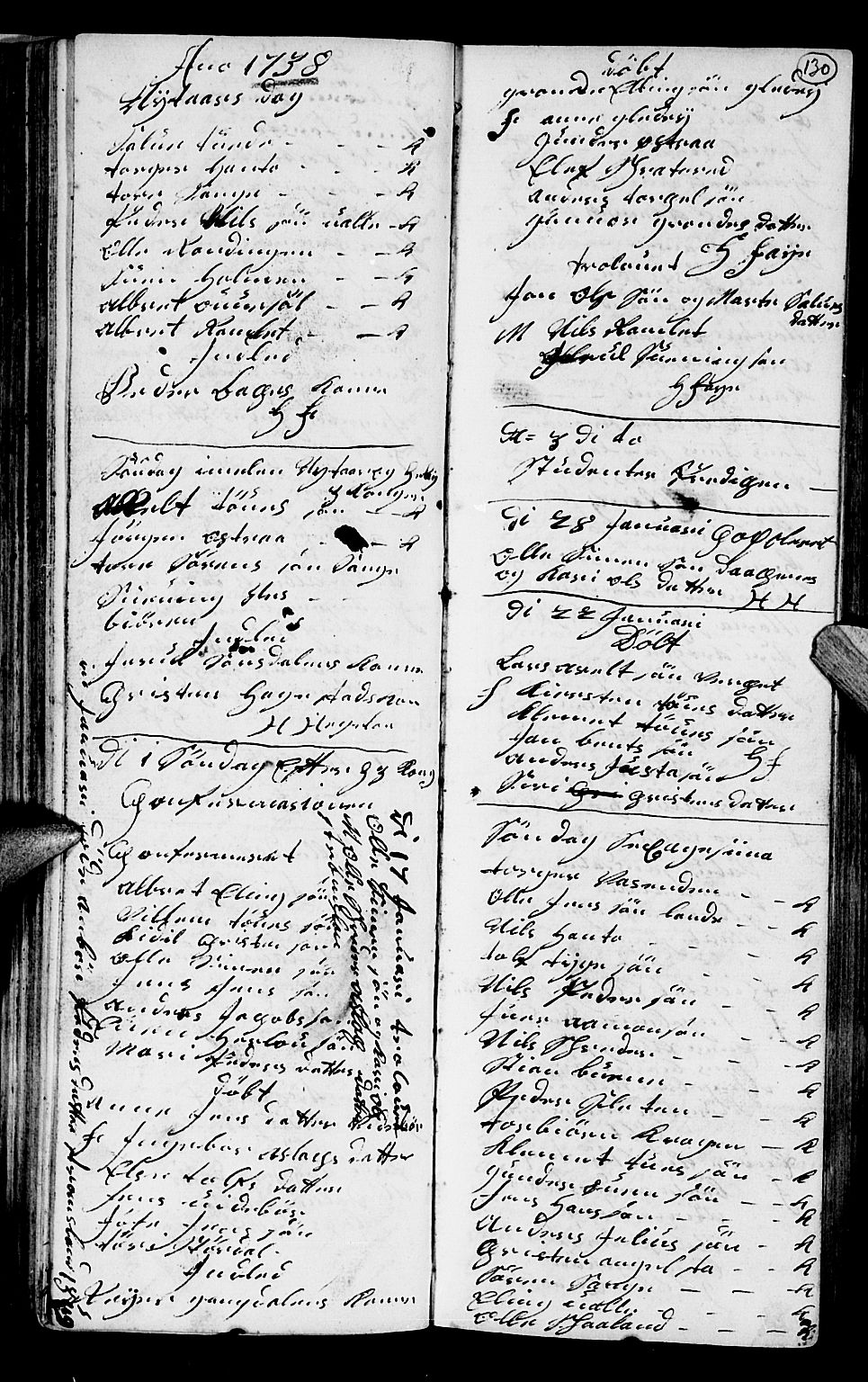 Holt sokneprestkontor, AV/SAK-1111-0021/F/Fb/L0004: Parish register (copy) no. B 4, 1730-1746, p. 130