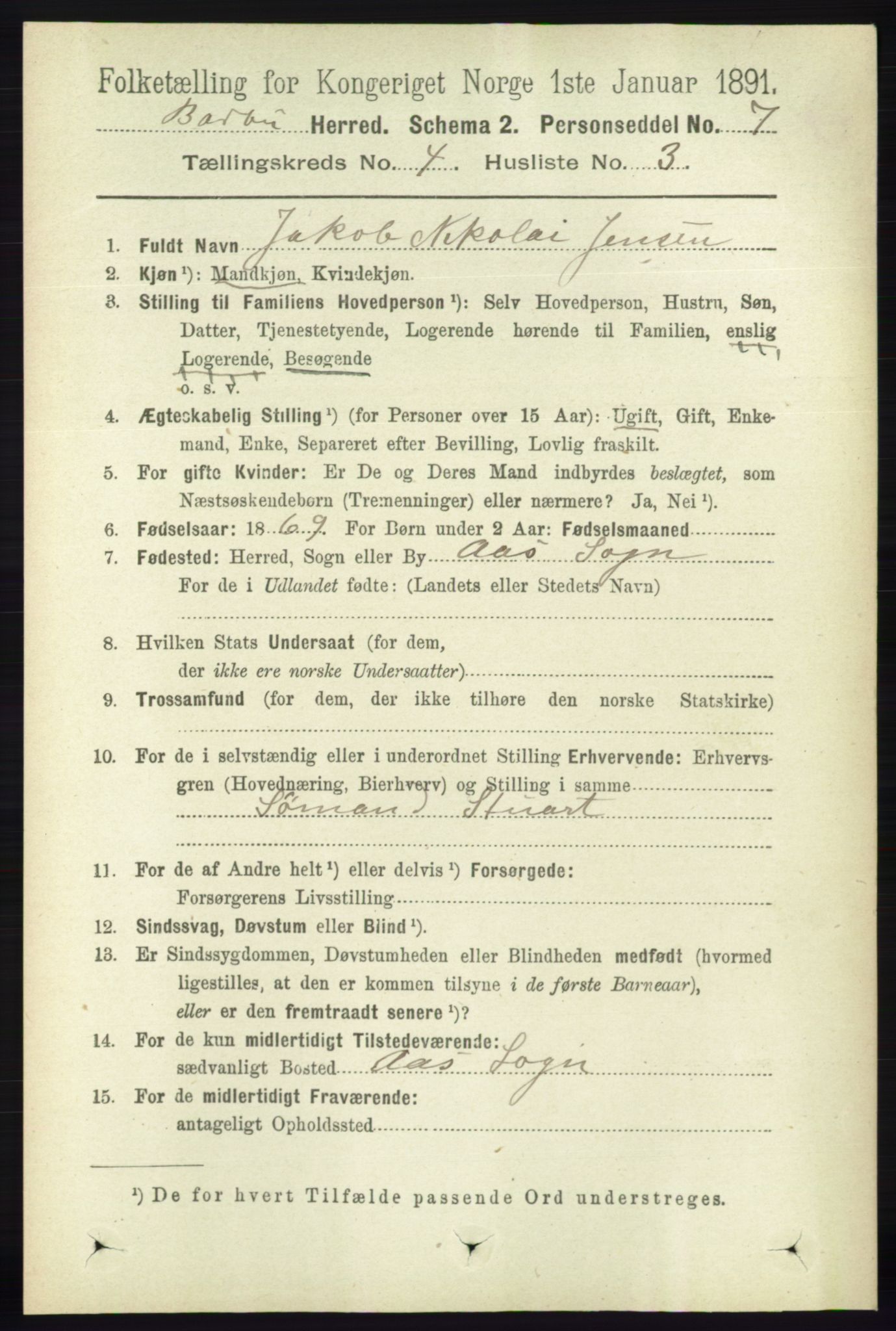 RA, 1891 census for 0990 Barbu, 1891, p. 2465