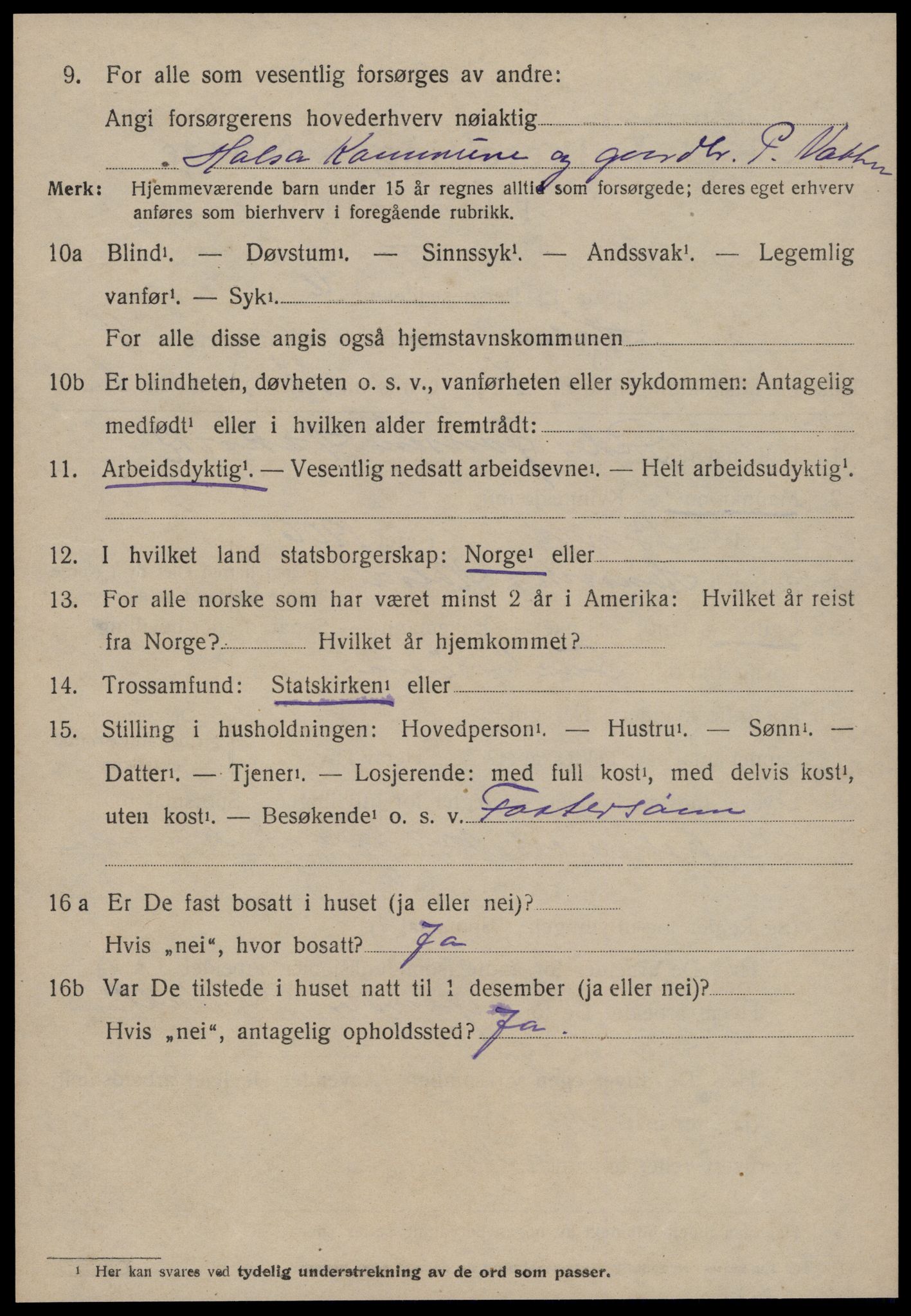 SAT, 1920 census for Halsa, 1920, p. 1634