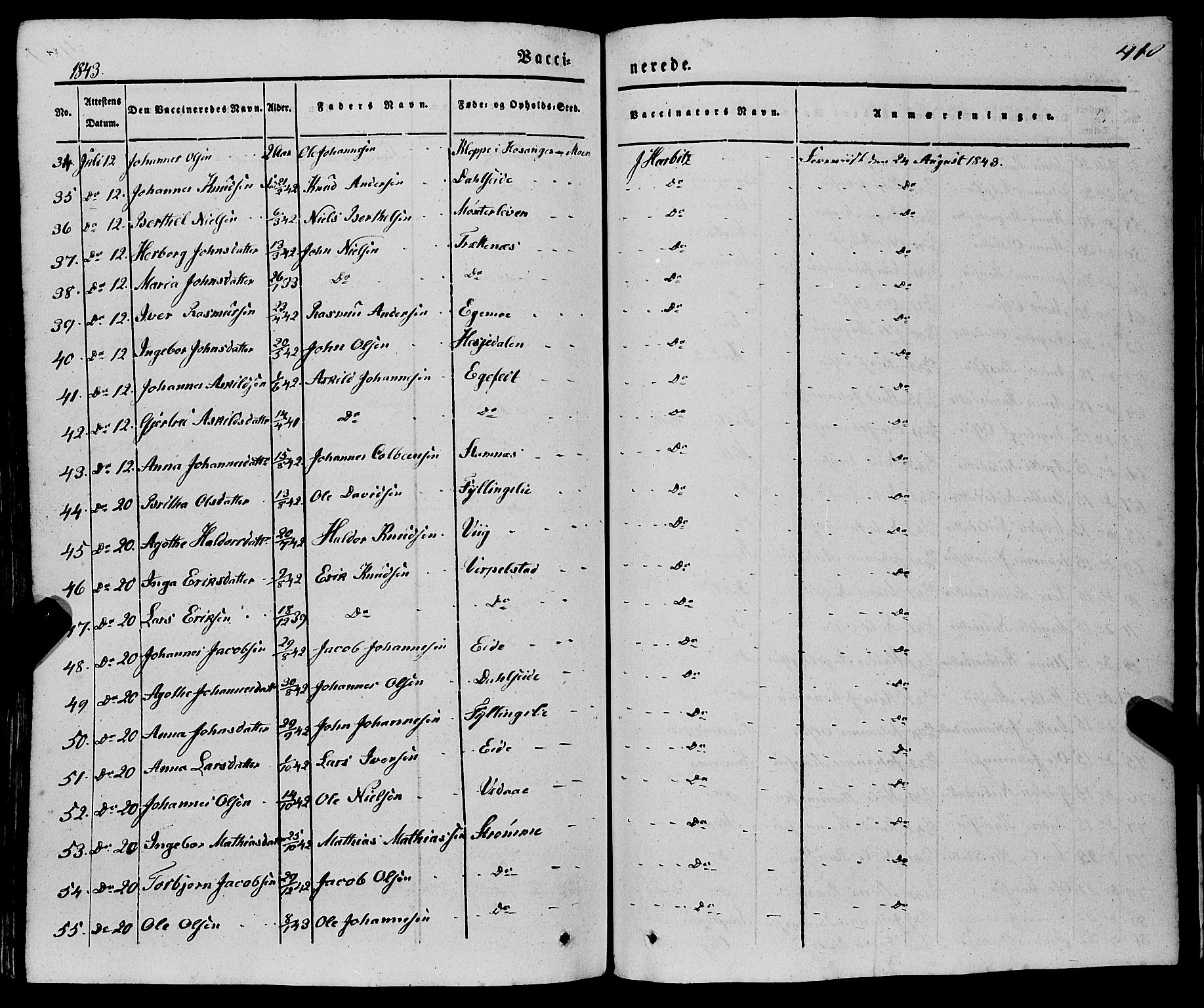 Haus sokneprestembete, AV/SAB-A-75601/H/Haa: Parish register (official) no. A 15, 1838-1847, p. 410