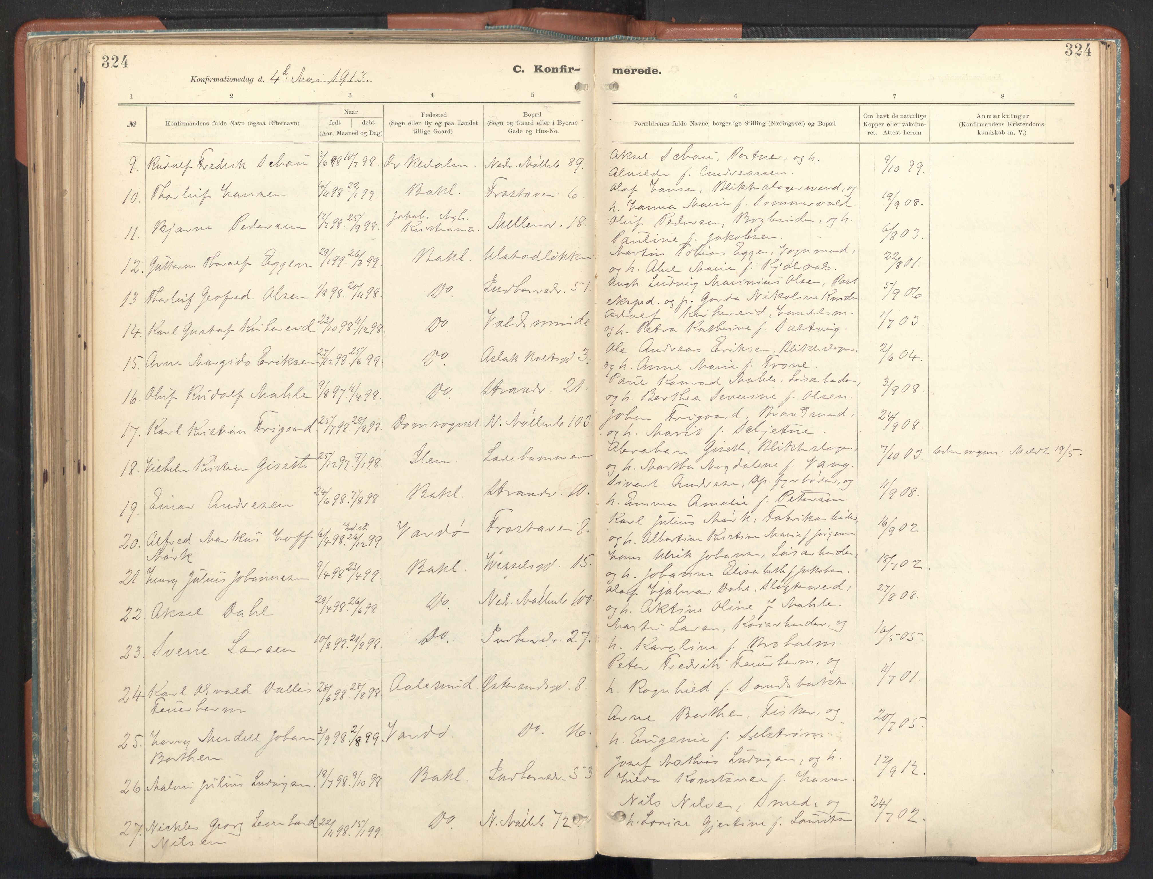 Ministerialprotokoller, klokkerbøker og fødselsregistre - Sør-Trøndelag, SAT/A-1456/605/L0243: Parish register (official) no. 605A05, 1908-1923, p. 324
