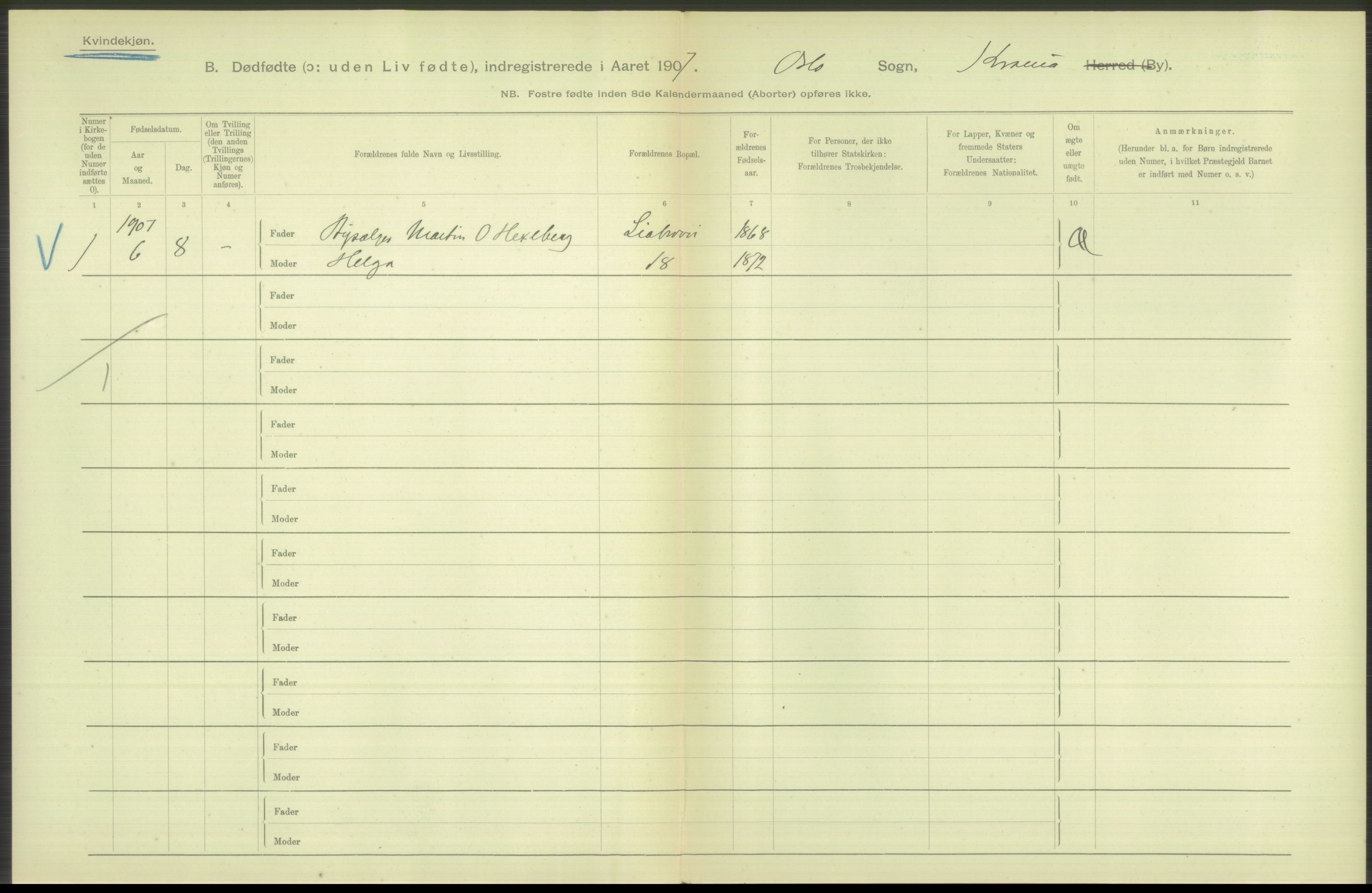 Statistisk sentralbyrå, Sosiodemografiske emner, Befolkning, RA/S-2228/D/Df/Dfa/Dfae/L0010: Kristiania: Døde, dødfødte, 1907, p. 184