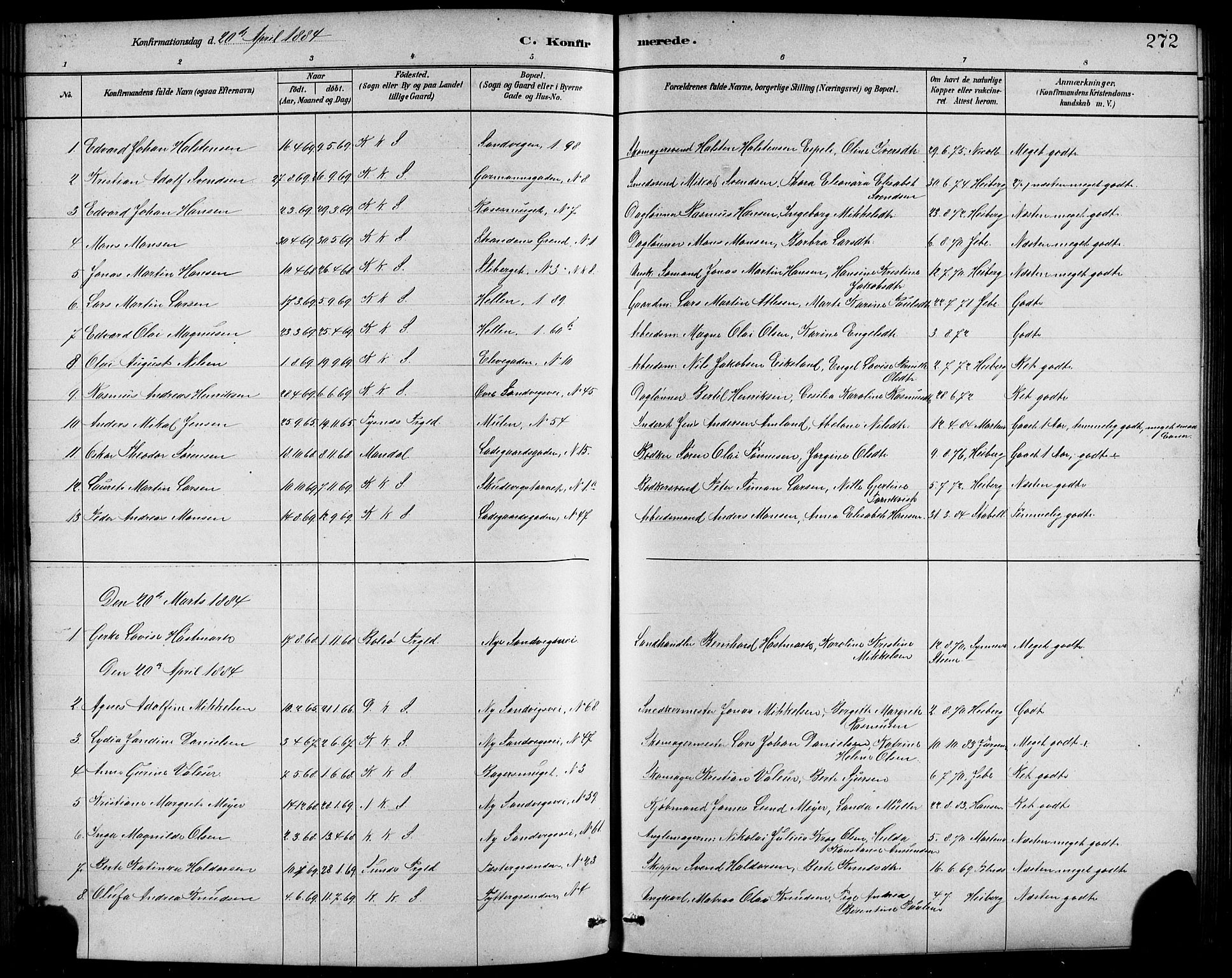Sandviken Sokneprestembete, SAB/A-77601/H/Hb/L0001: Parish register (copy) no. A 2, 1879-1892, p. 272