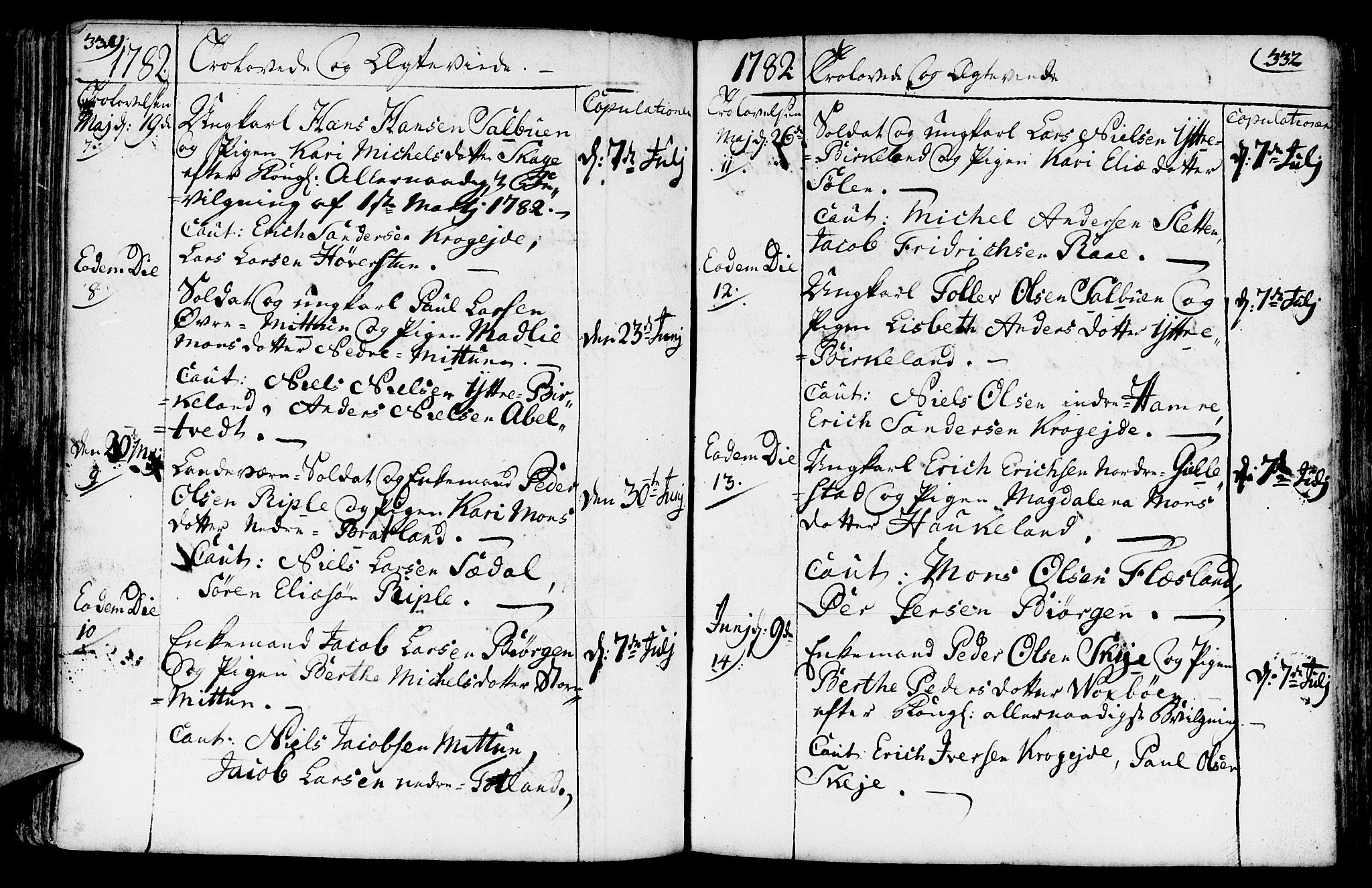 Fana Sokneprestembete, AV/SAB-A-75101/H/Haa/Haaa/L0005: Parish register (official) no. A 5, 1773-1799, p. 331-332