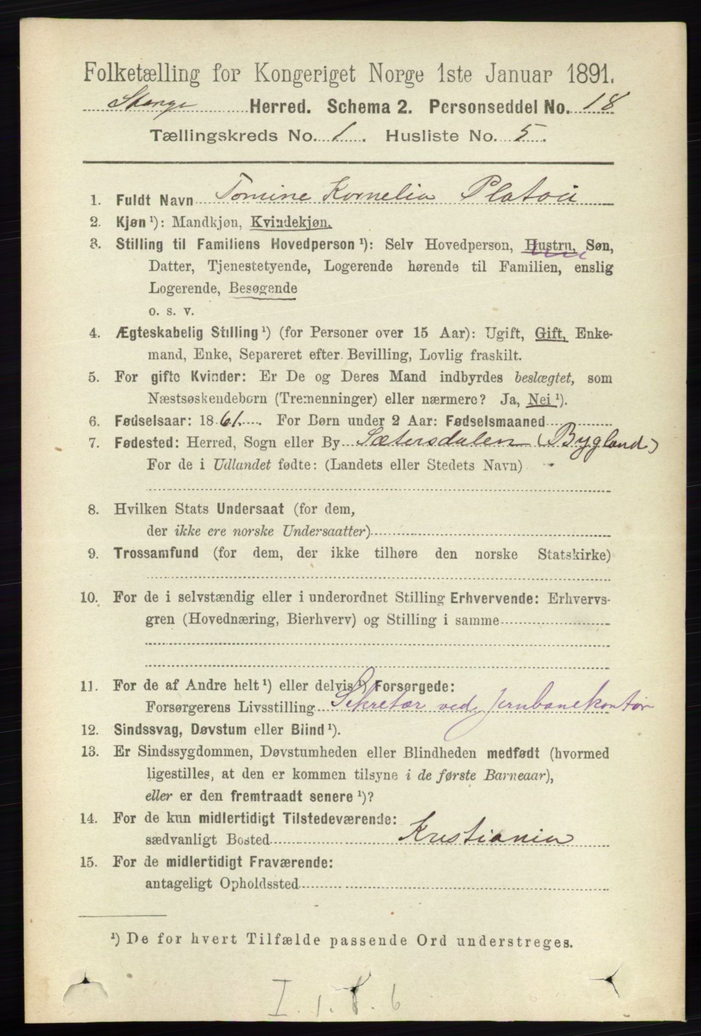 RA, 1891 census for 0417 Stange, 1891, p. 220
