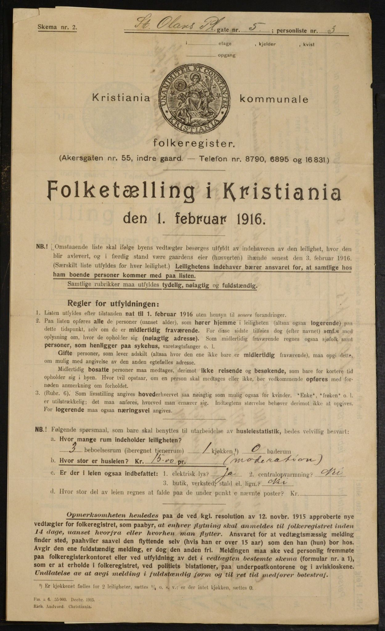 OBA, Municipal Census 1916 for Kristiania, 1916, p. 90665