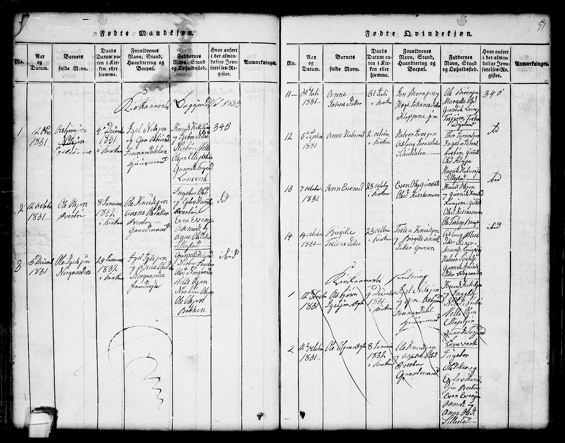 Seljord kirkebøker, SAKO/A-20/G/Gc/L0001: Parish register (copy) no. III 1, 1815-1849, p. 51