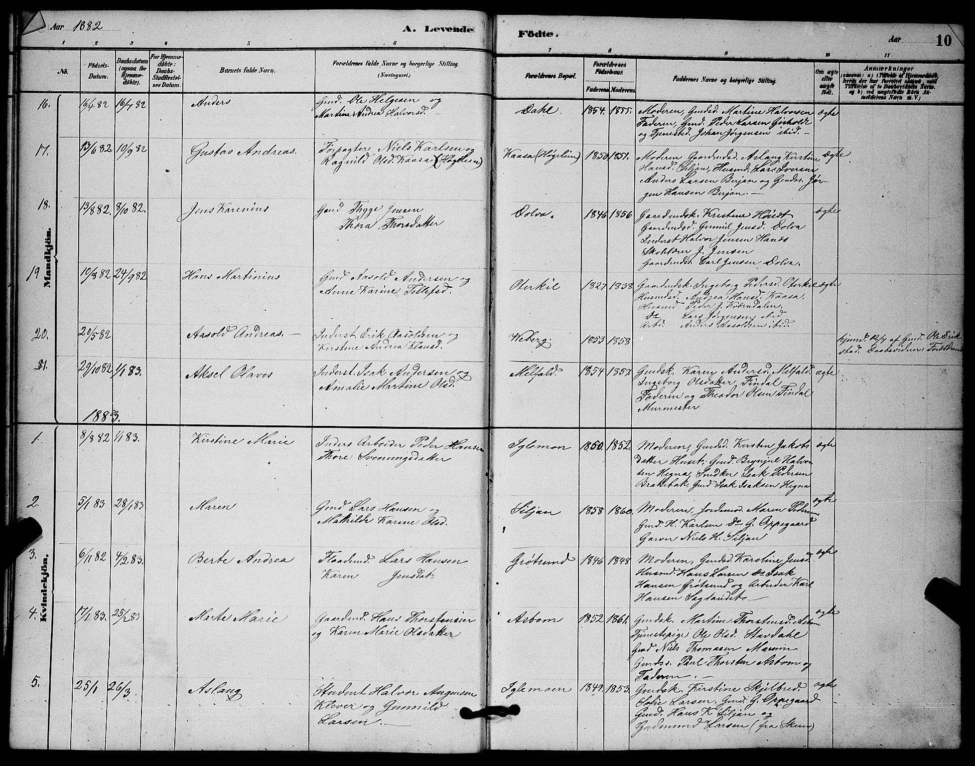 Solum kirkebøker, SAKO/A-306/G/Gb/L0003: Parish register (copy) no. II 3, 1880-1898, p. 10