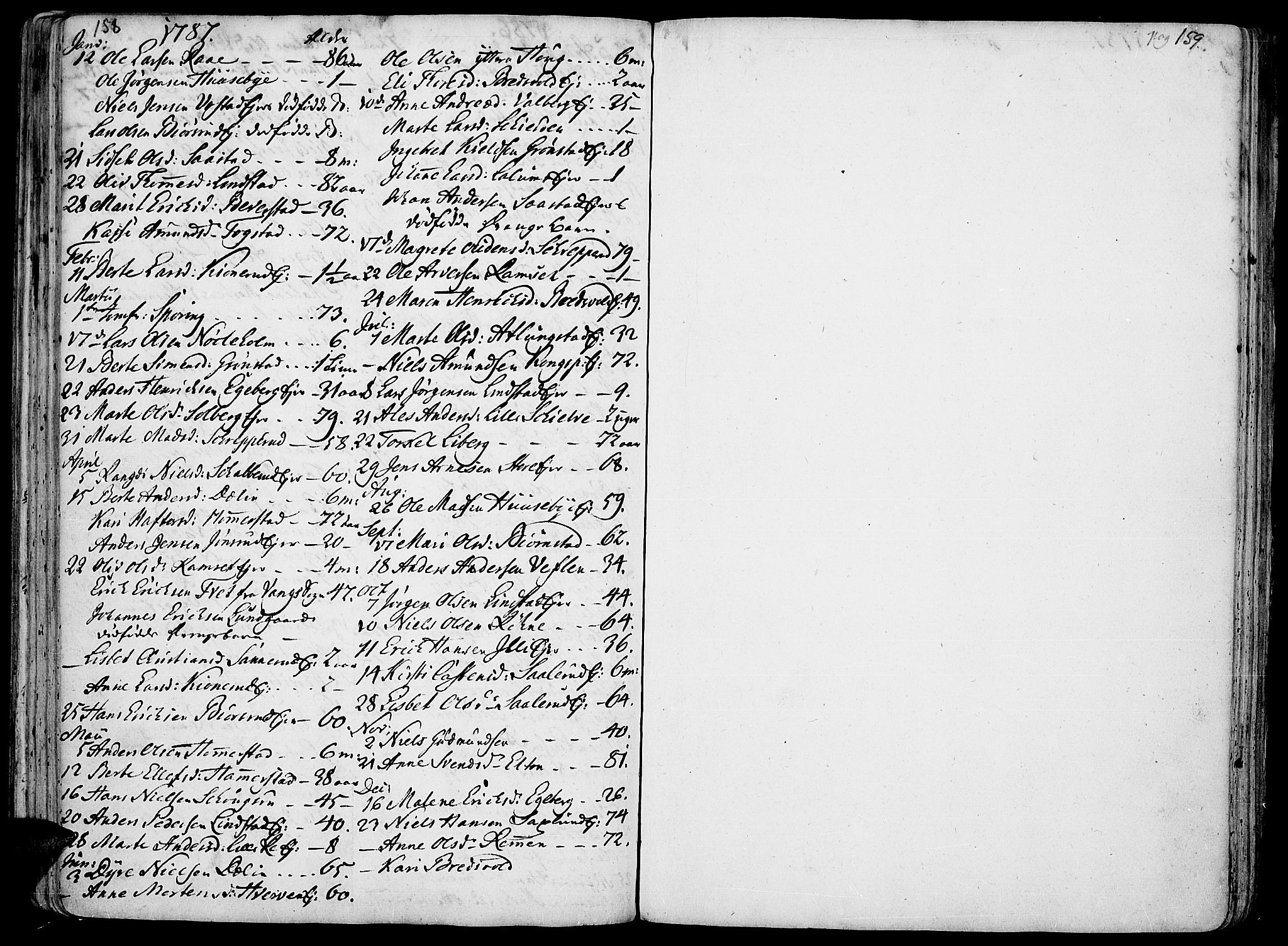 Stange prestekontor, SAH/PREST-002/K/L0006: Parish register (official) no. 6, 1762-1787, p. 158-159