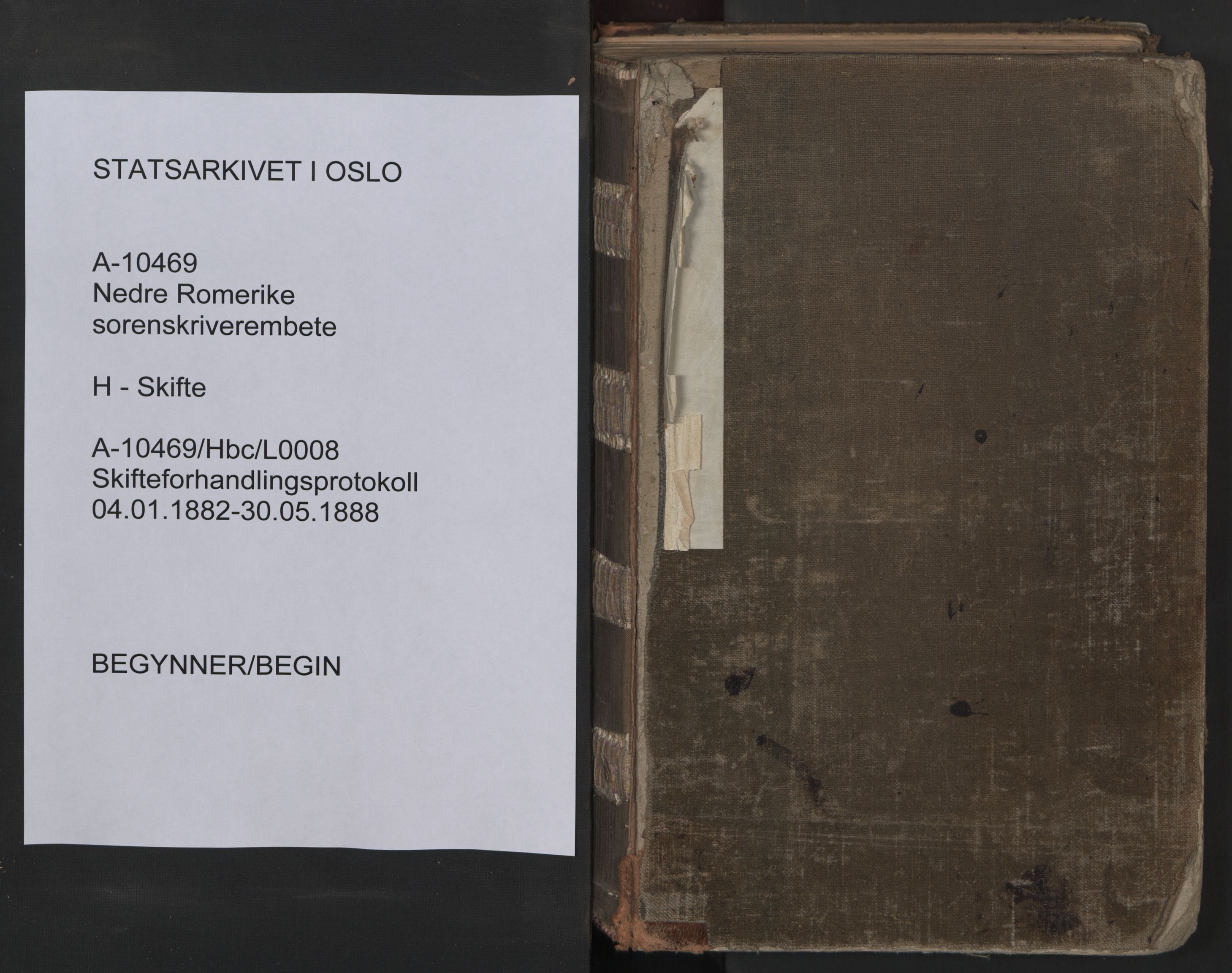 Nedre Romerike sorenskriveri, SAO/A-10469/H/He/Heb/L0008: Skiftebehandlingsprotokoll, 1882-1888