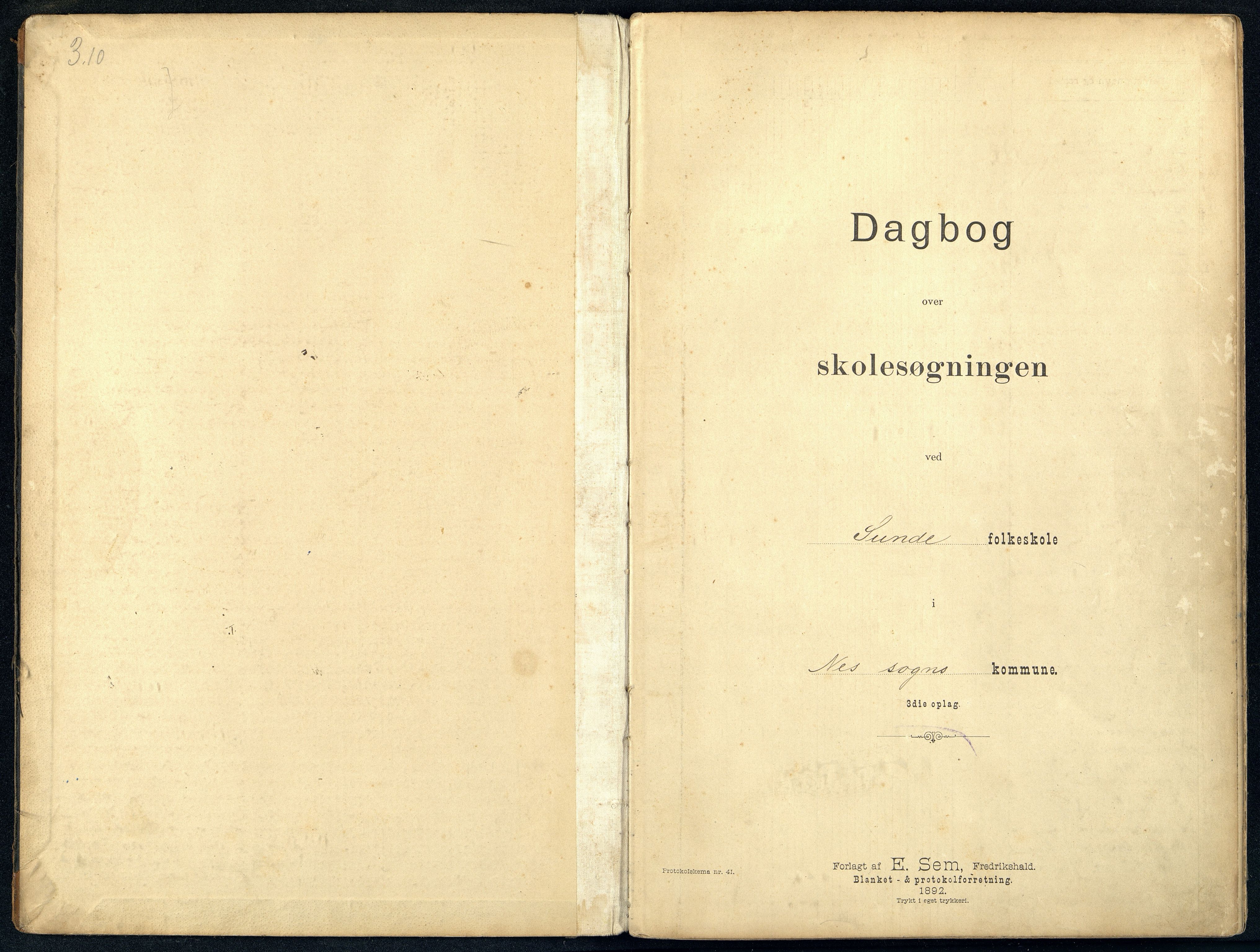 Nes kommune - Sunde Skole, IKAV/1004NE556/I/L0001: Dagbok, 1895-1910