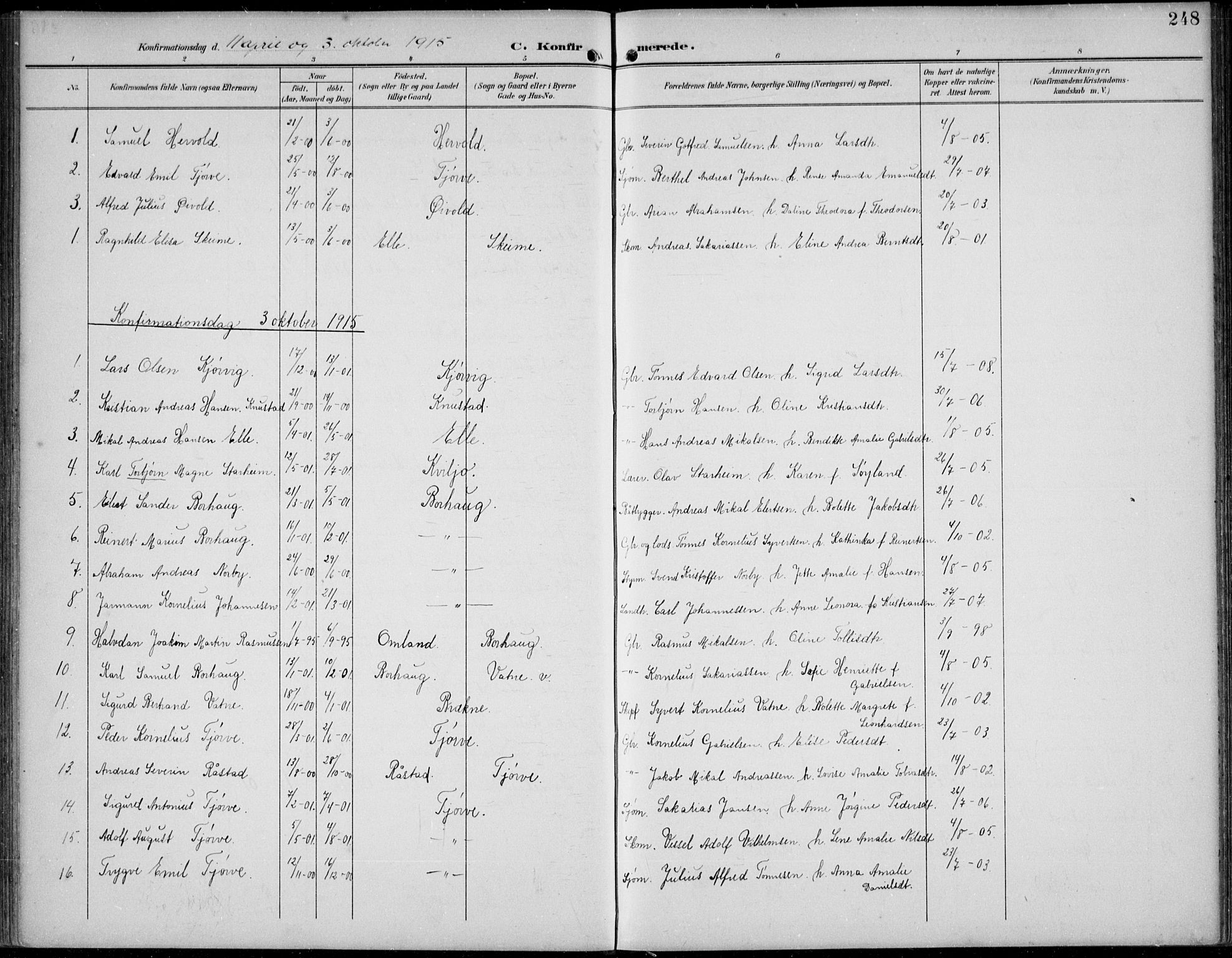 Lista sokneprestkontor, AV/SAK-1111-0027/F/Fb/L0005: Parish register (copy) no. B 5, 1892-1923, p. 248